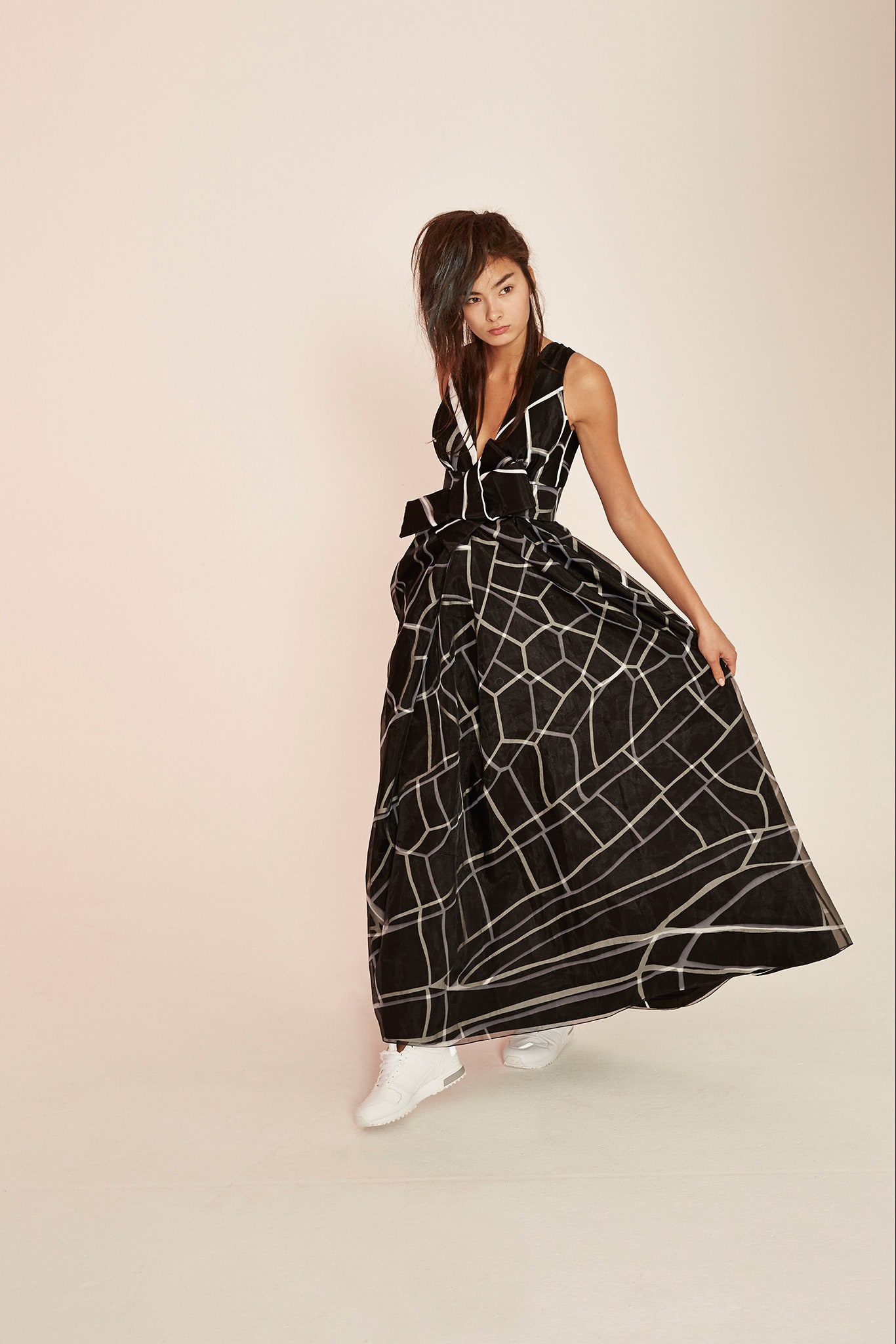 black printed sleeveless maxi dress