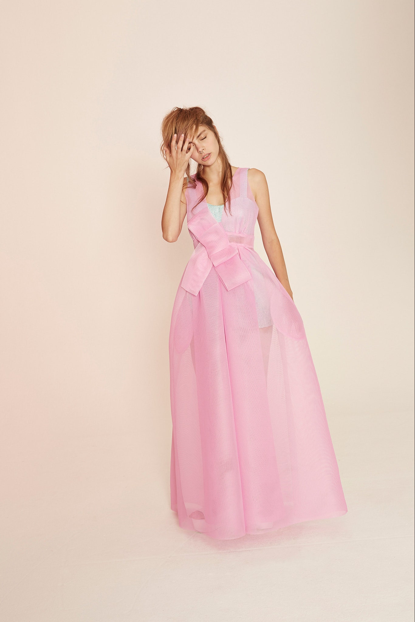pink tulle sleeveless dress