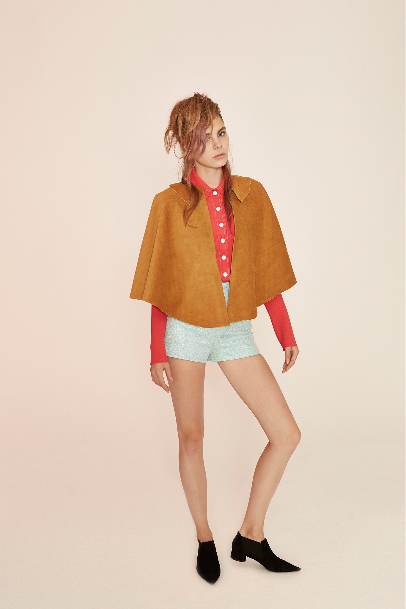 brown suede relaxed cape