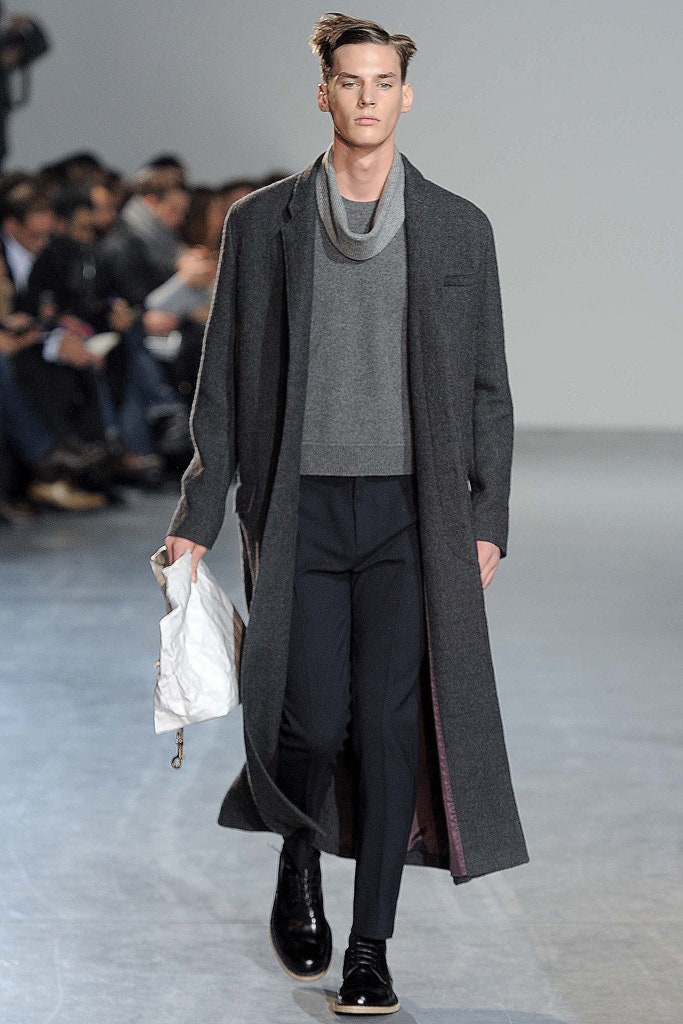 gray wool coat with fitted top