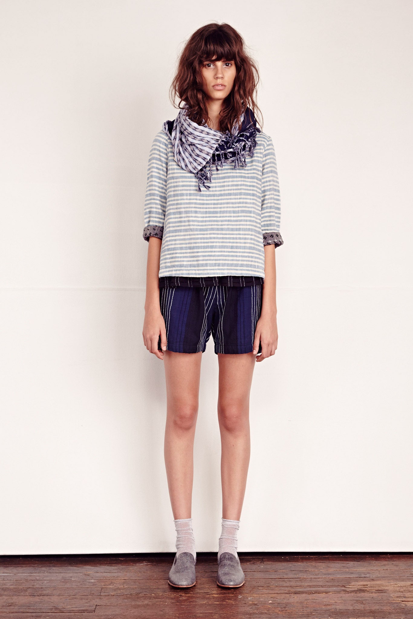 blue cotton striped scarf