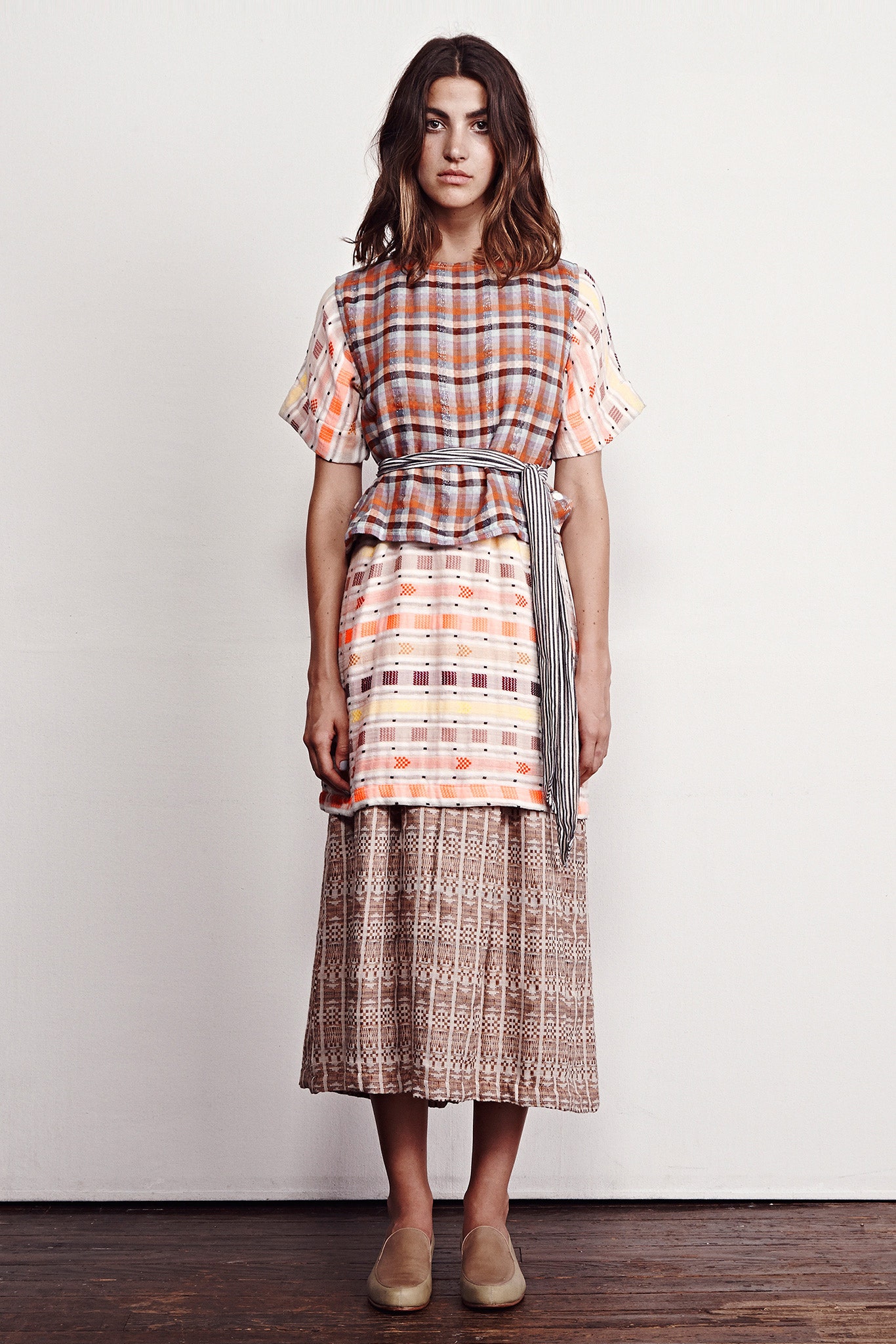 multi-colored relaxed midi dress