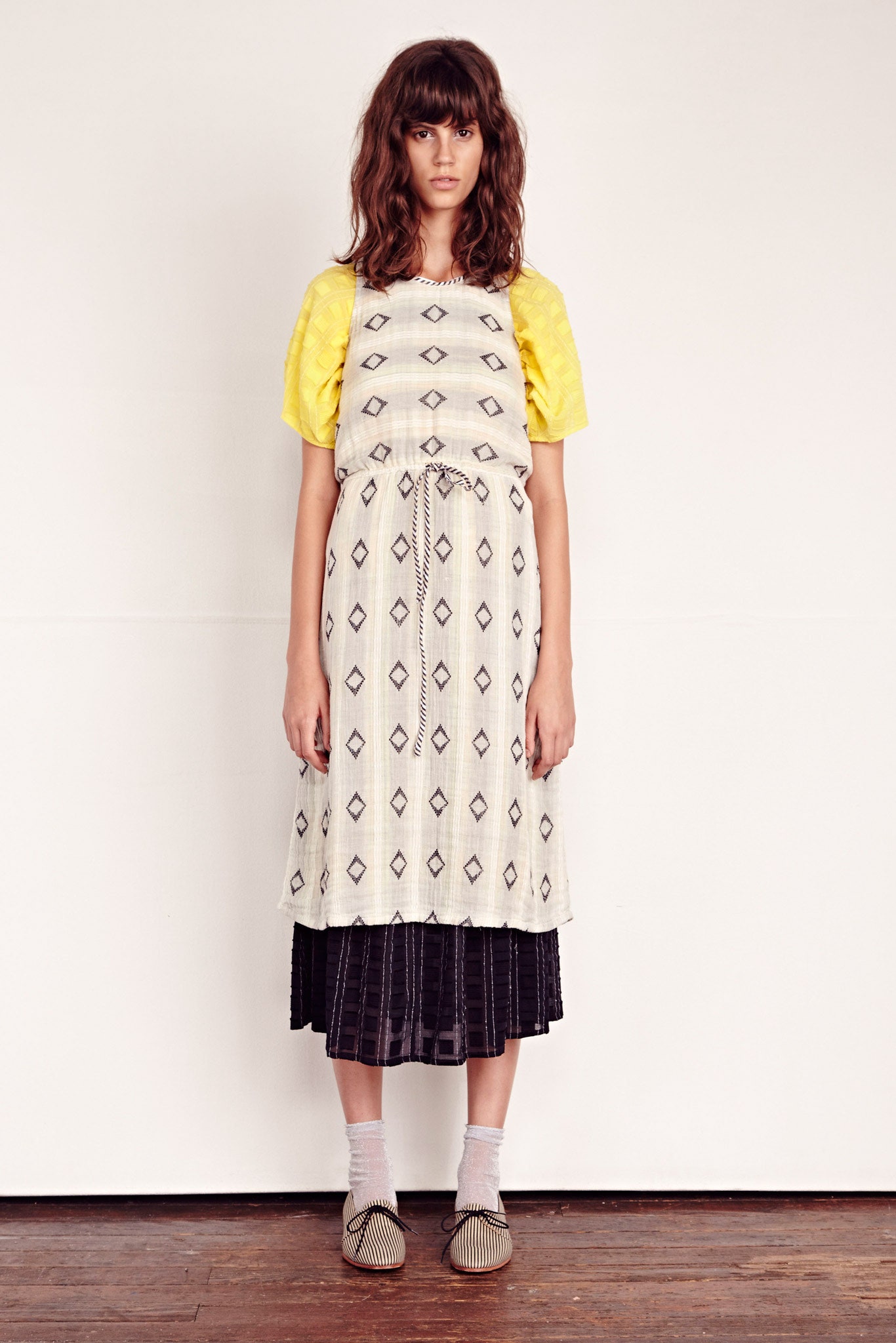 white cotton sleeveless high-neck relaxed embroidered tiered dress