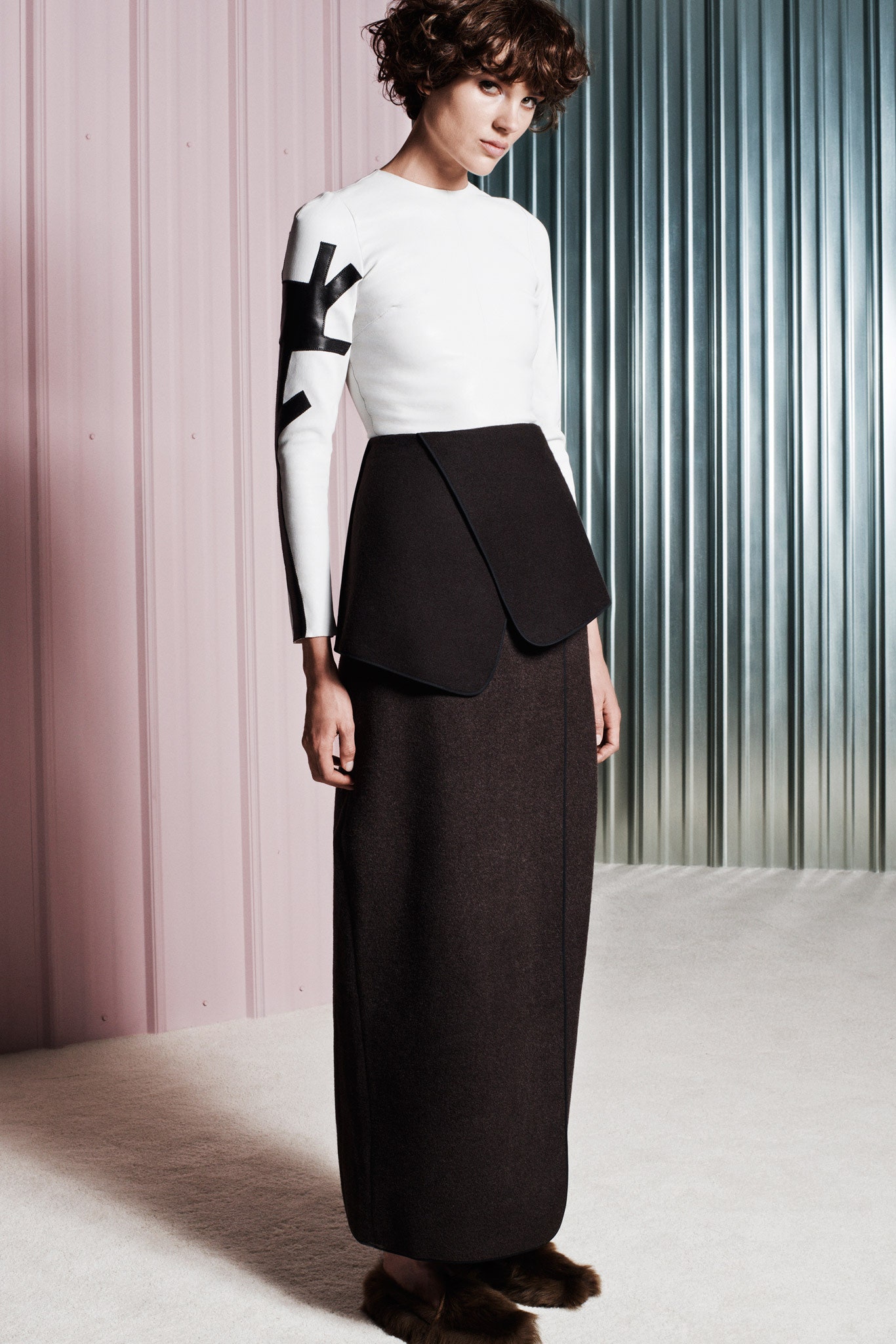 black and white asymmetric maxi dress