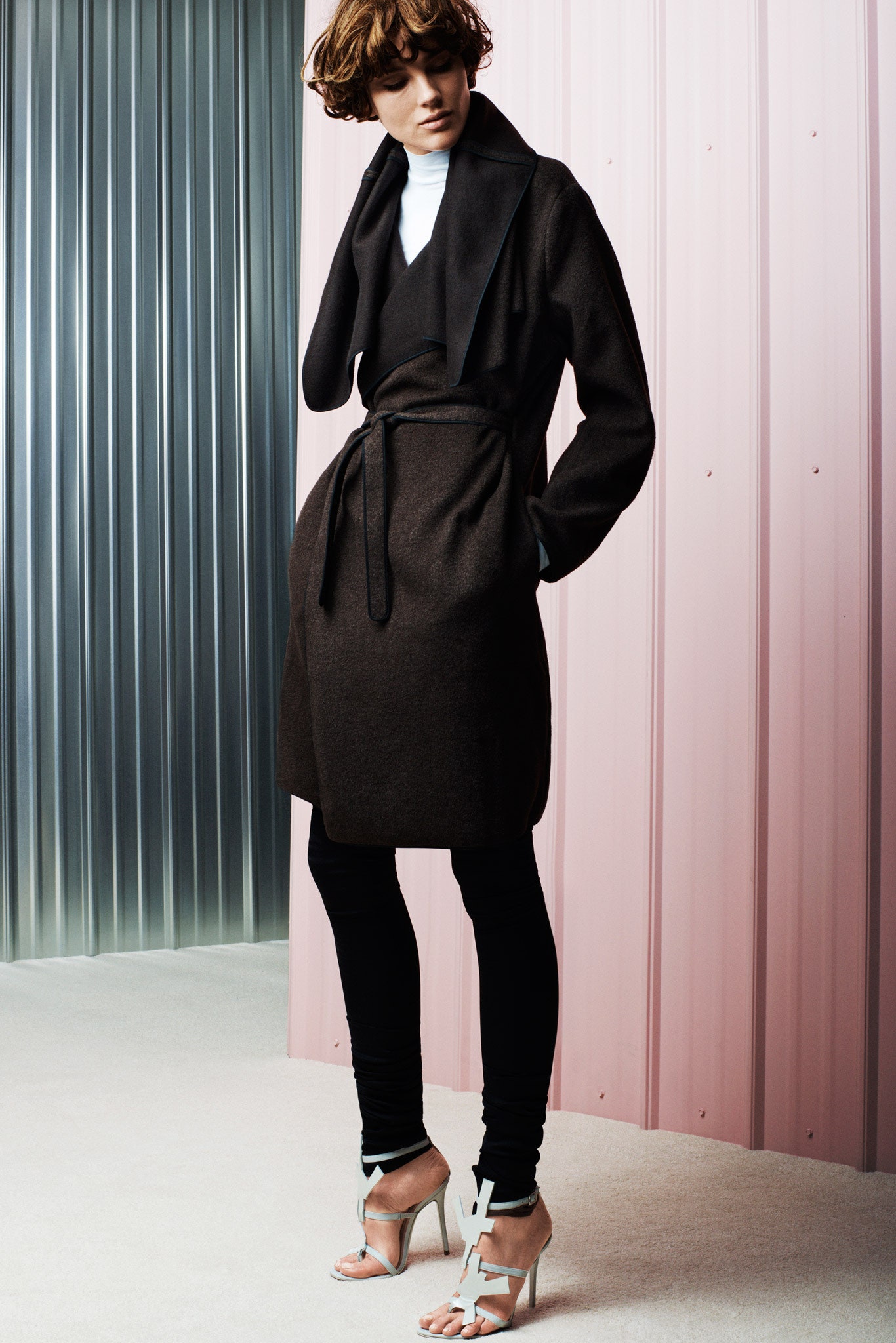 black fitted coat with pants