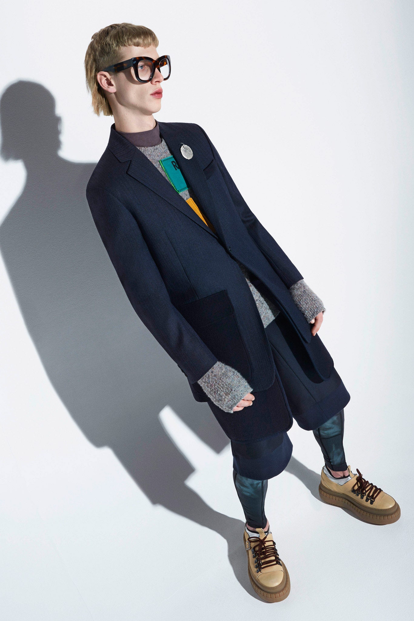 blue wool long-sleeve collared tailored buttoned blazer