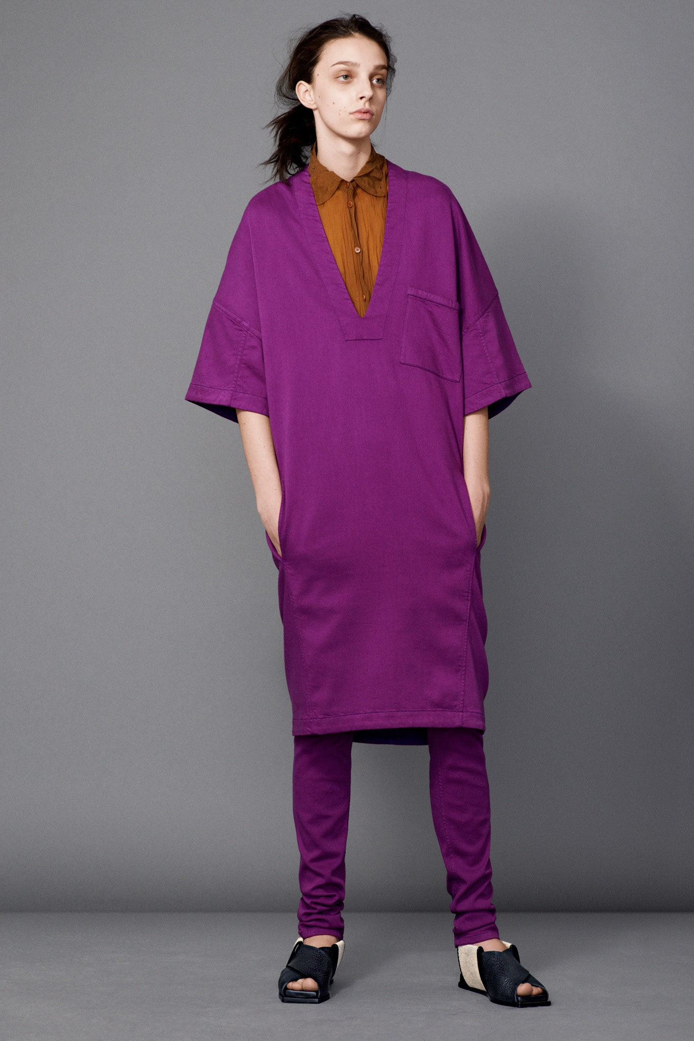 purple midi dress with relaxed fit