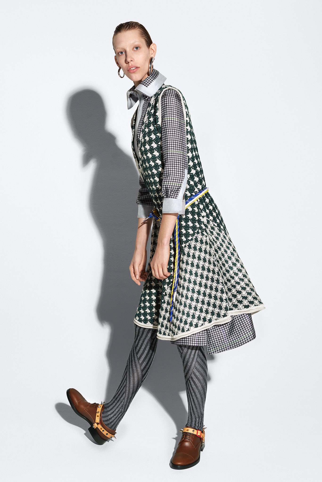 green and black layered midi dress