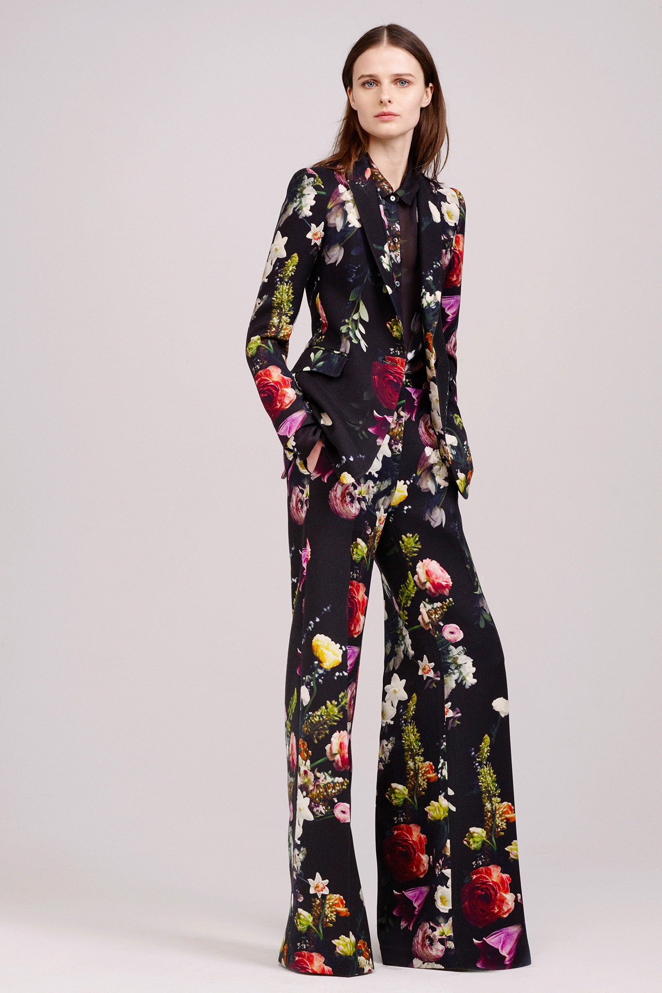 black floral printed suit