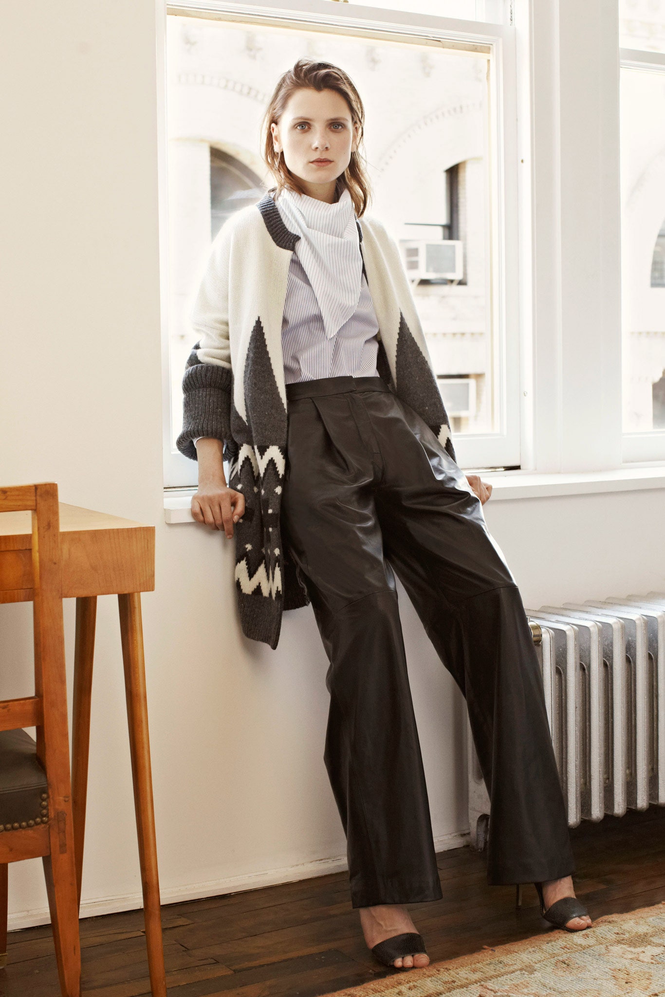 black leather tailored pants