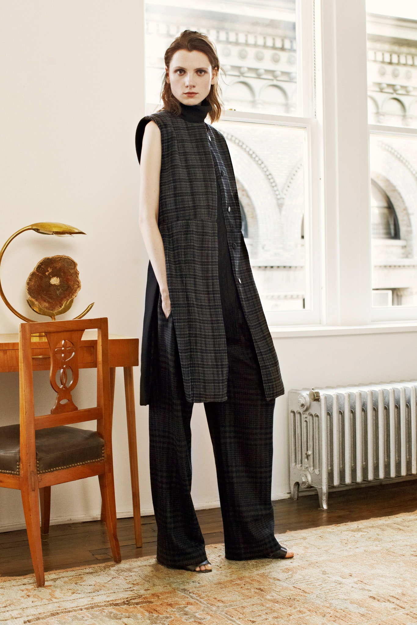 black gray checked vest and pants