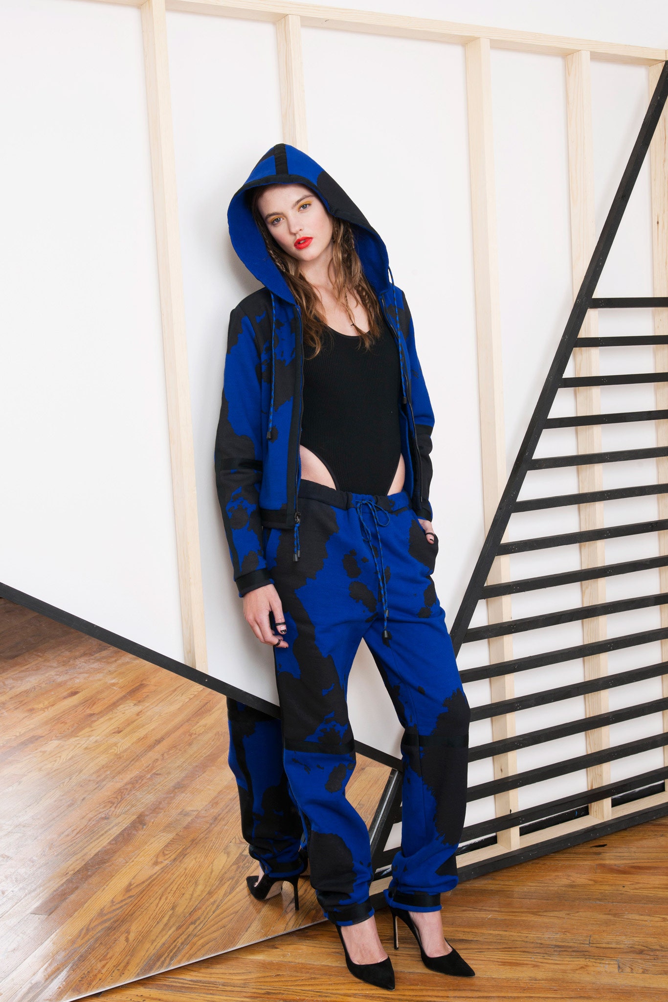 blue and black hoodie with pants