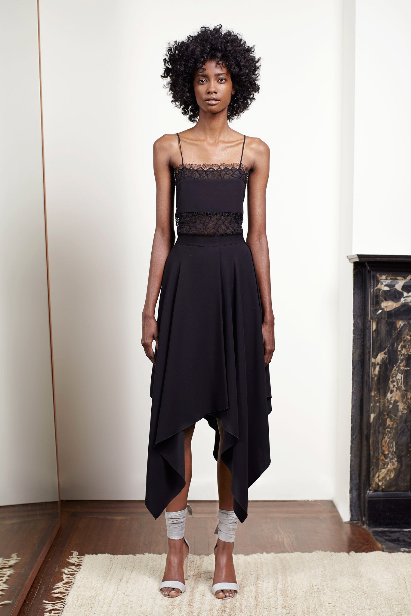 black silk sleeveless v-neck fitted layered top