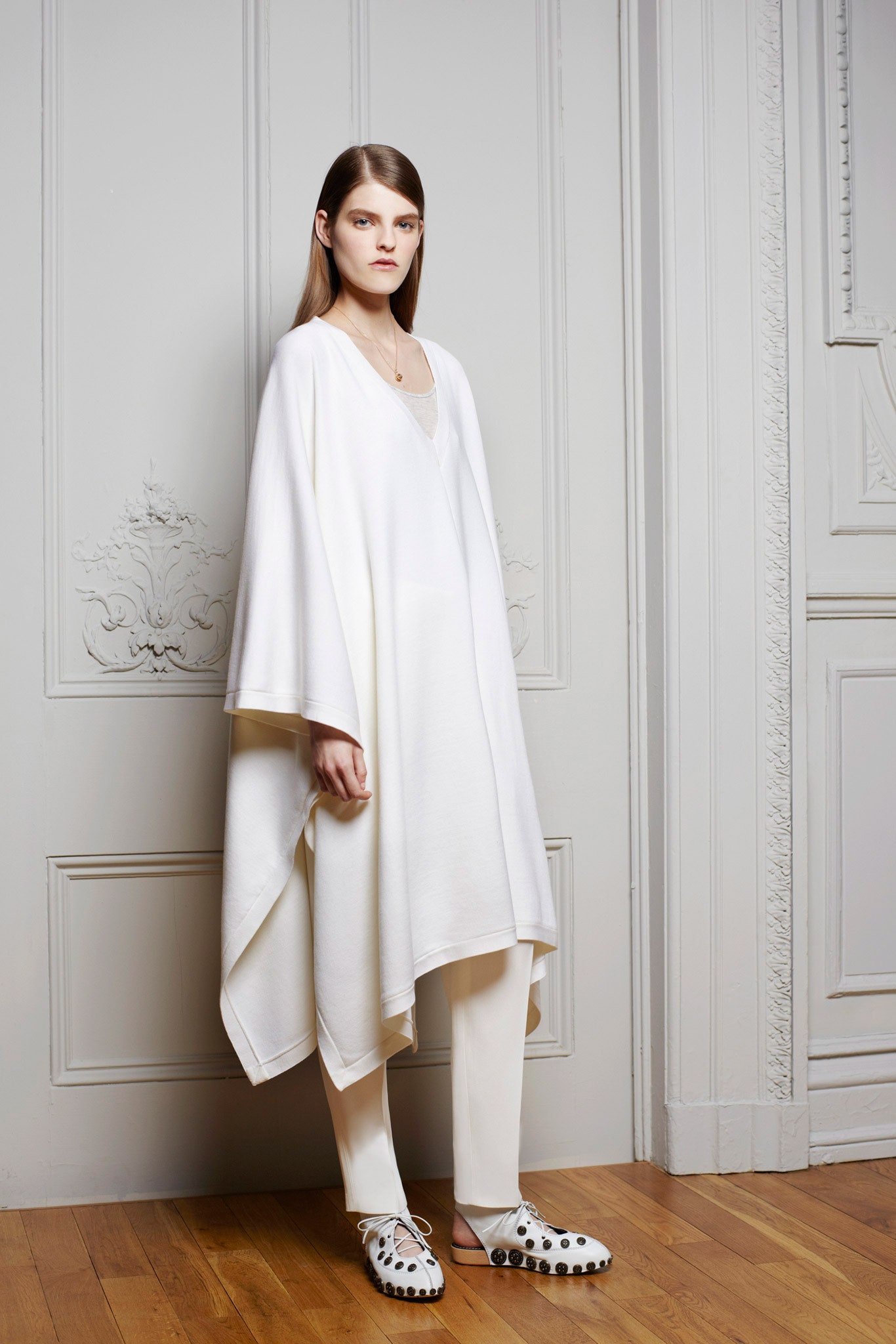 white cotton poncho and pants
