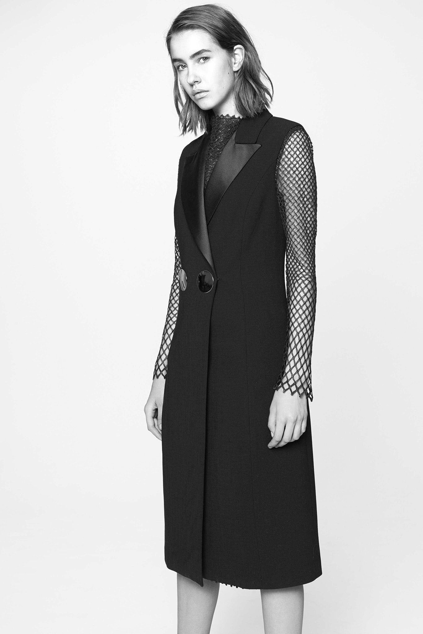black fitted midi dress