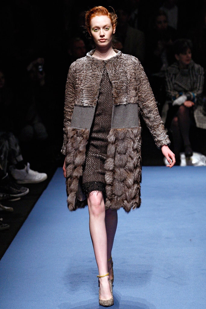 brown fur relaxed layered coat