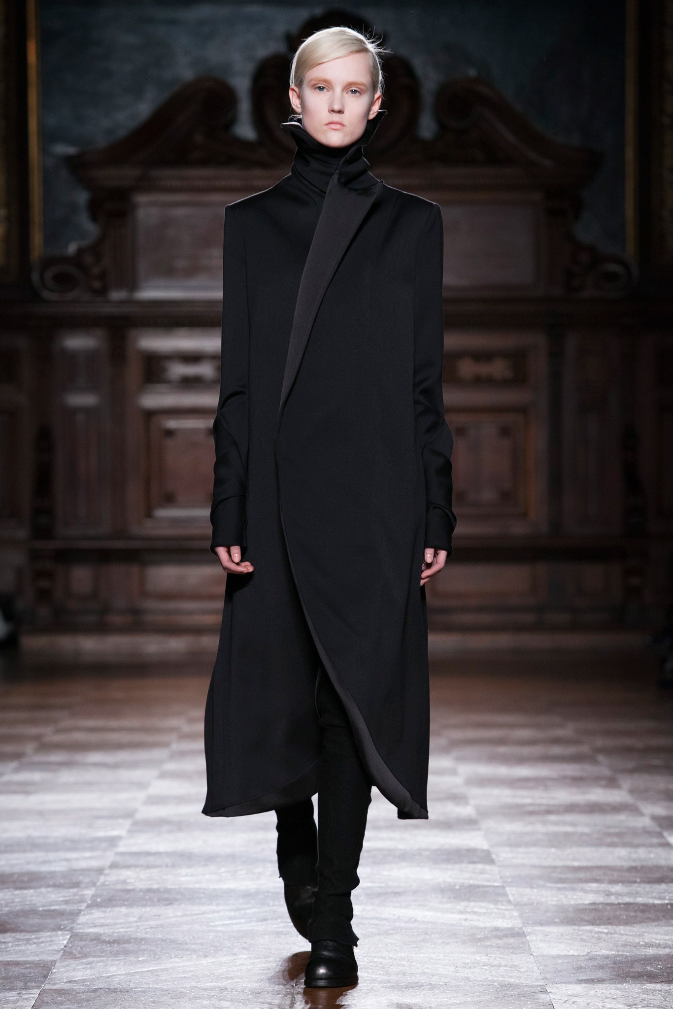 black fitted wool coat