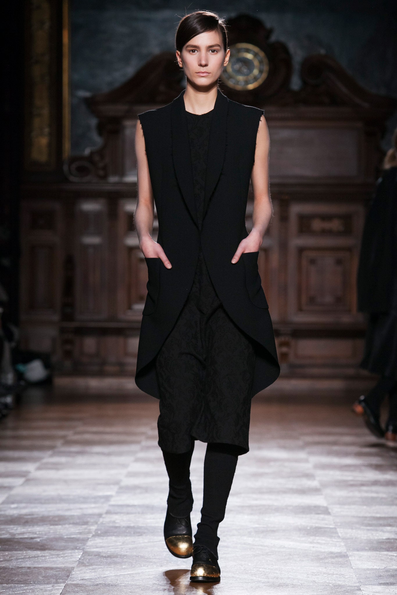 black fitted vest and pants