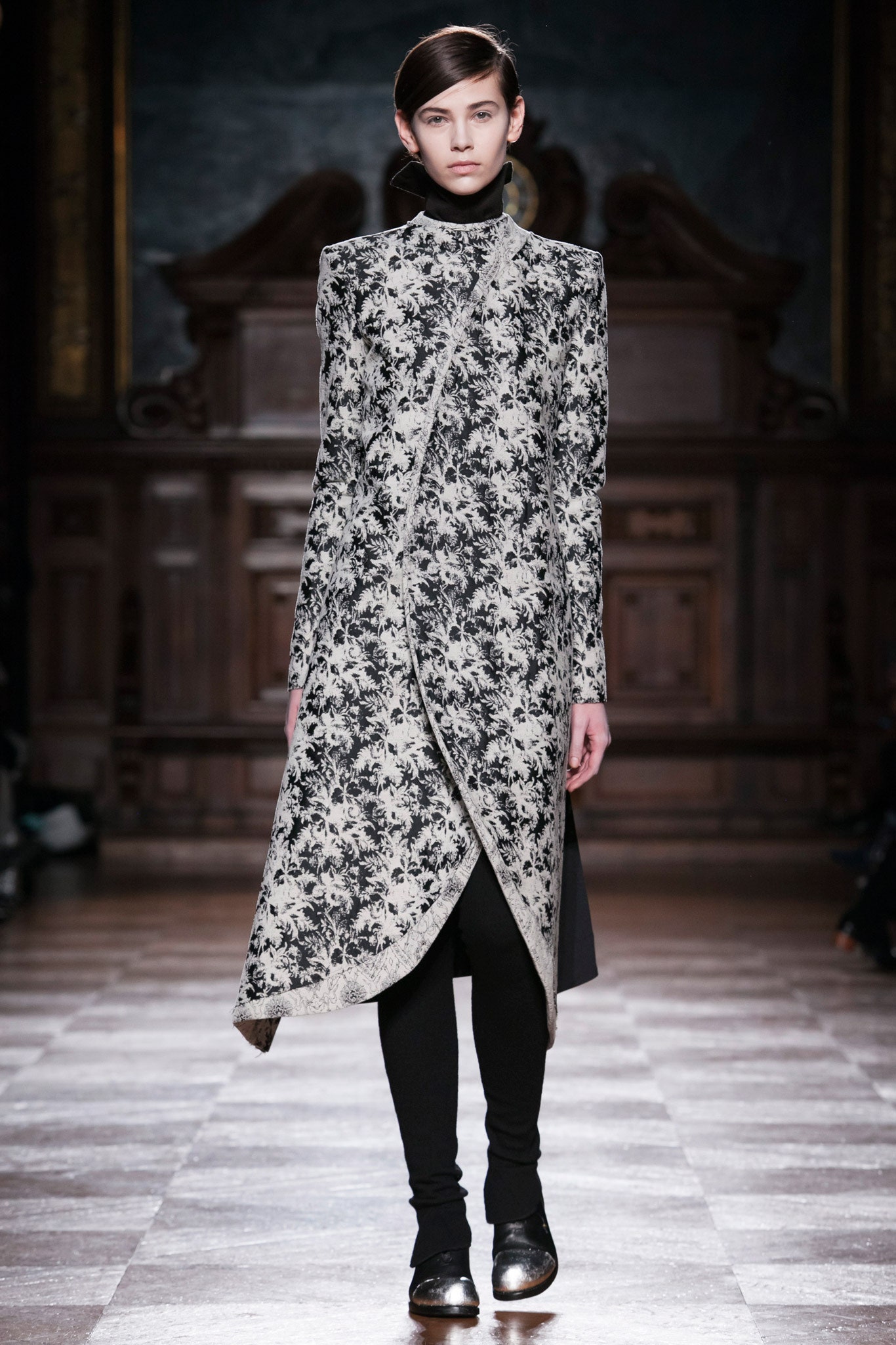 black and white embroidered coat