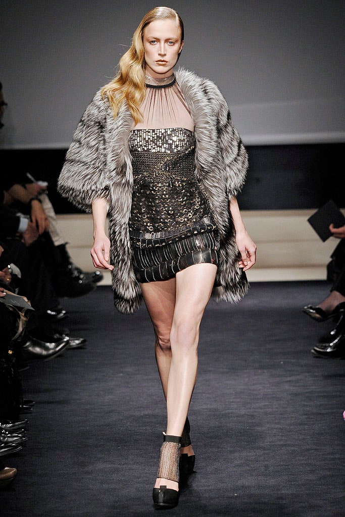 gray fur relaxed layered coat