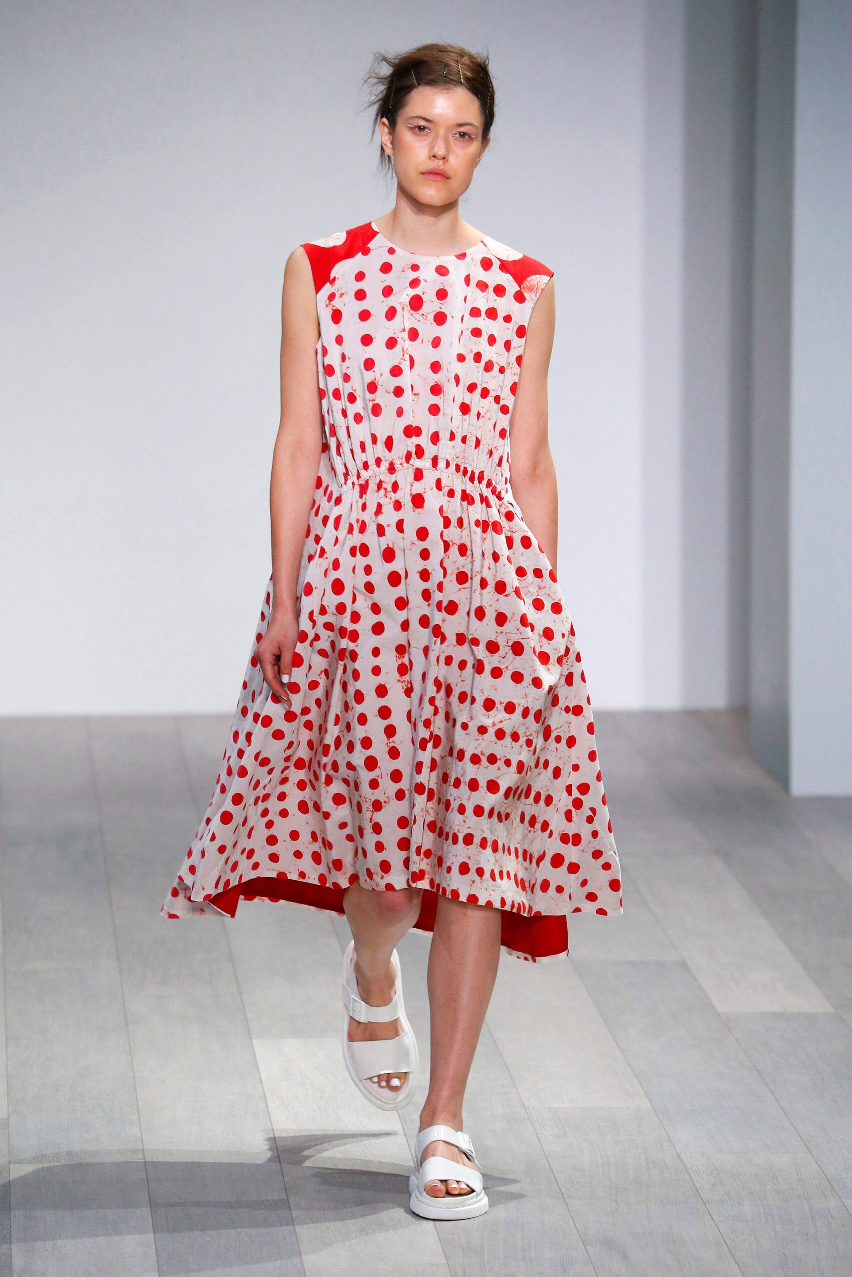 white and red printed midi dress
