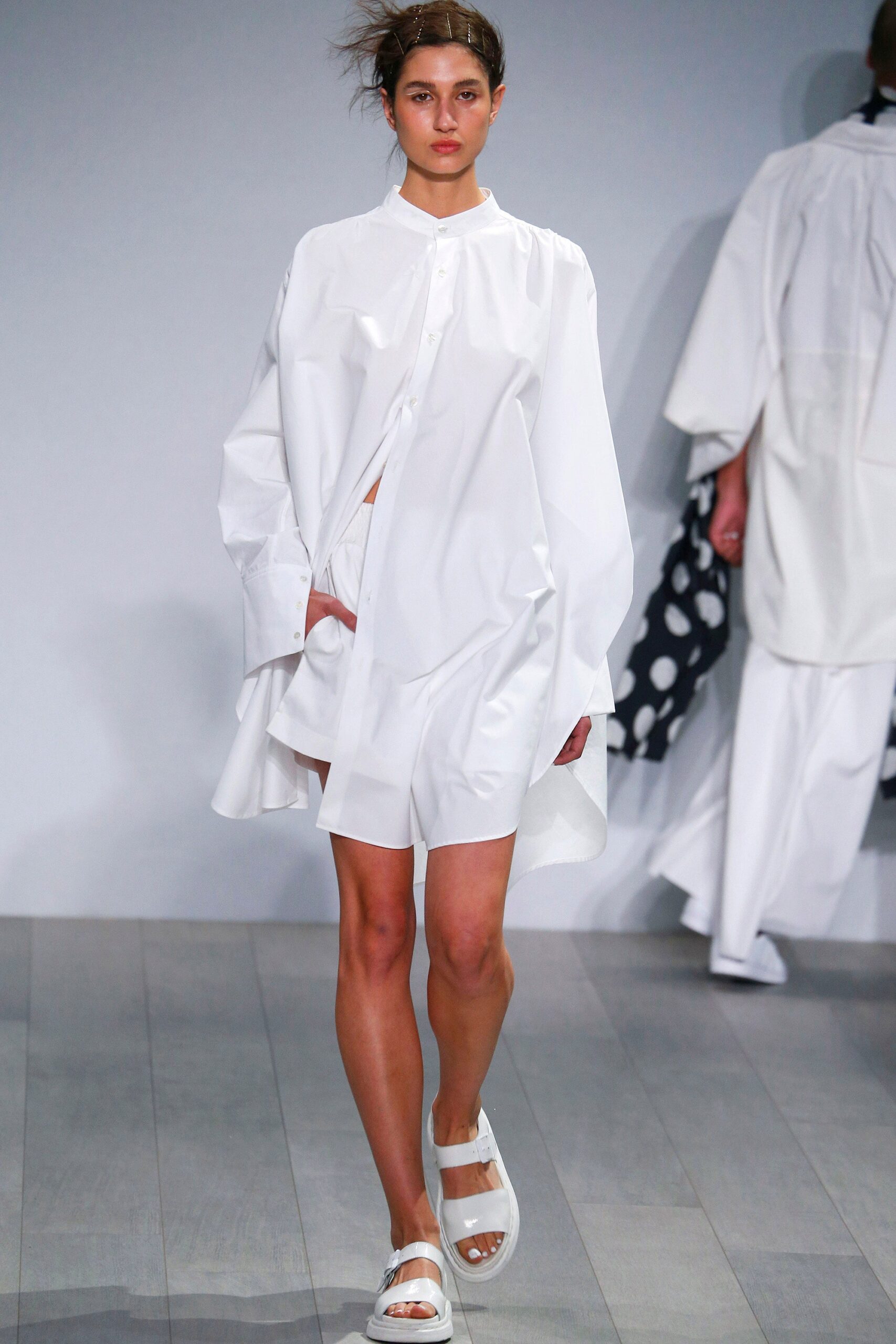 white relaxed shirt-dress