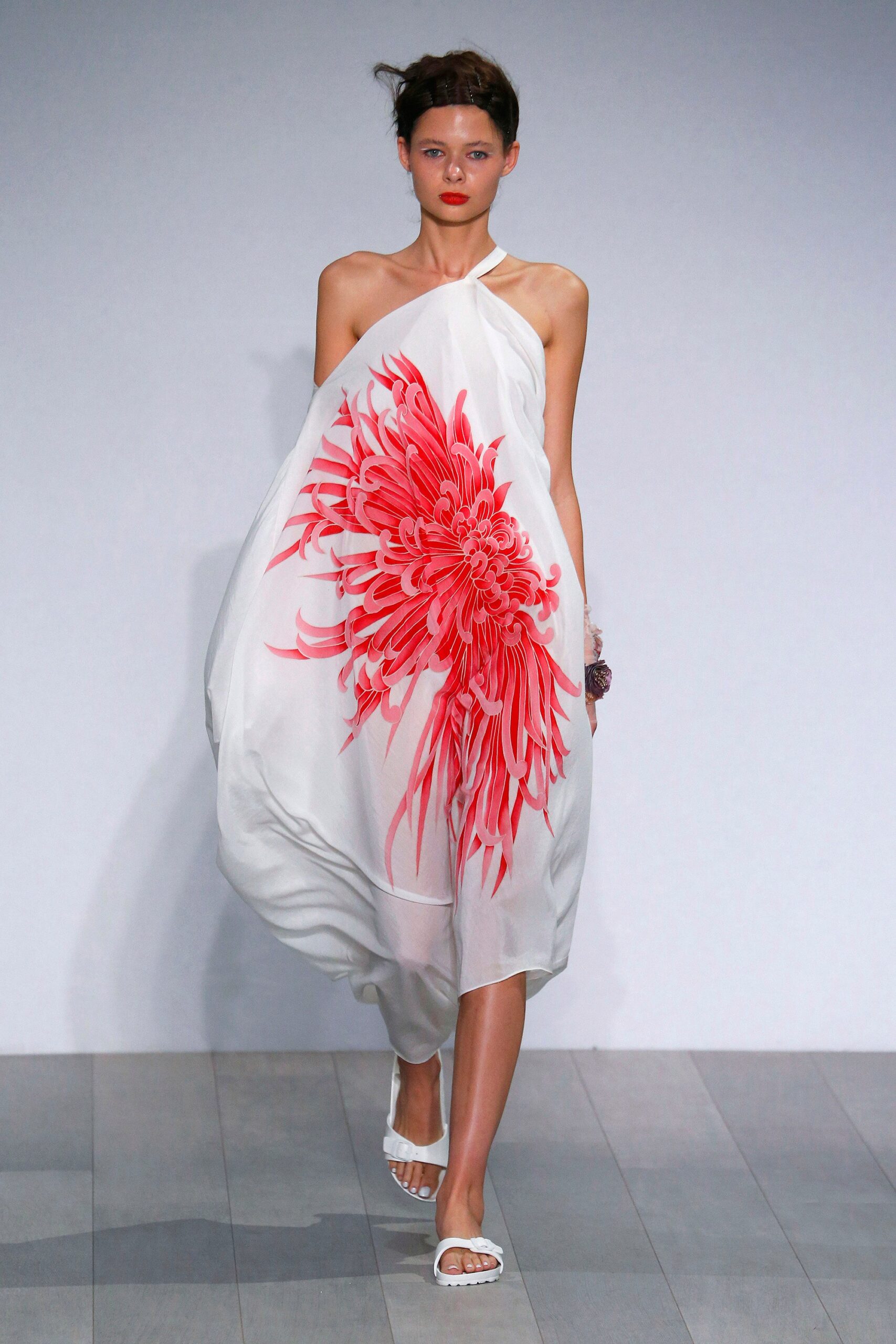 white silk halter dress