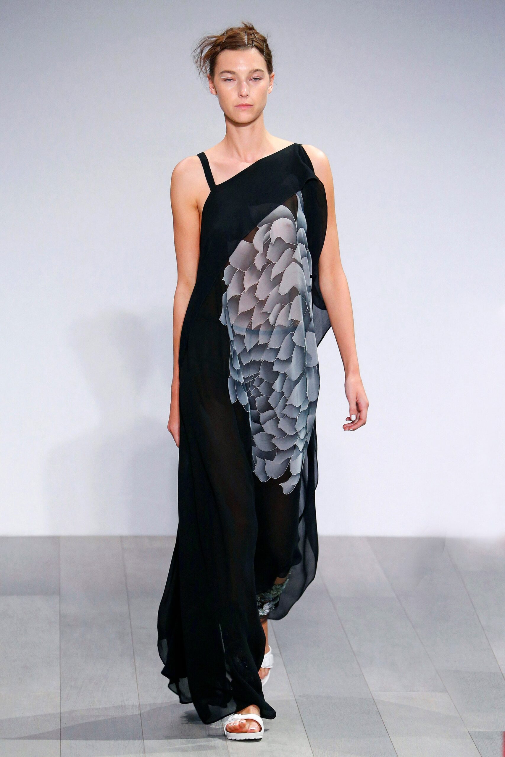black silk asymmetric dress