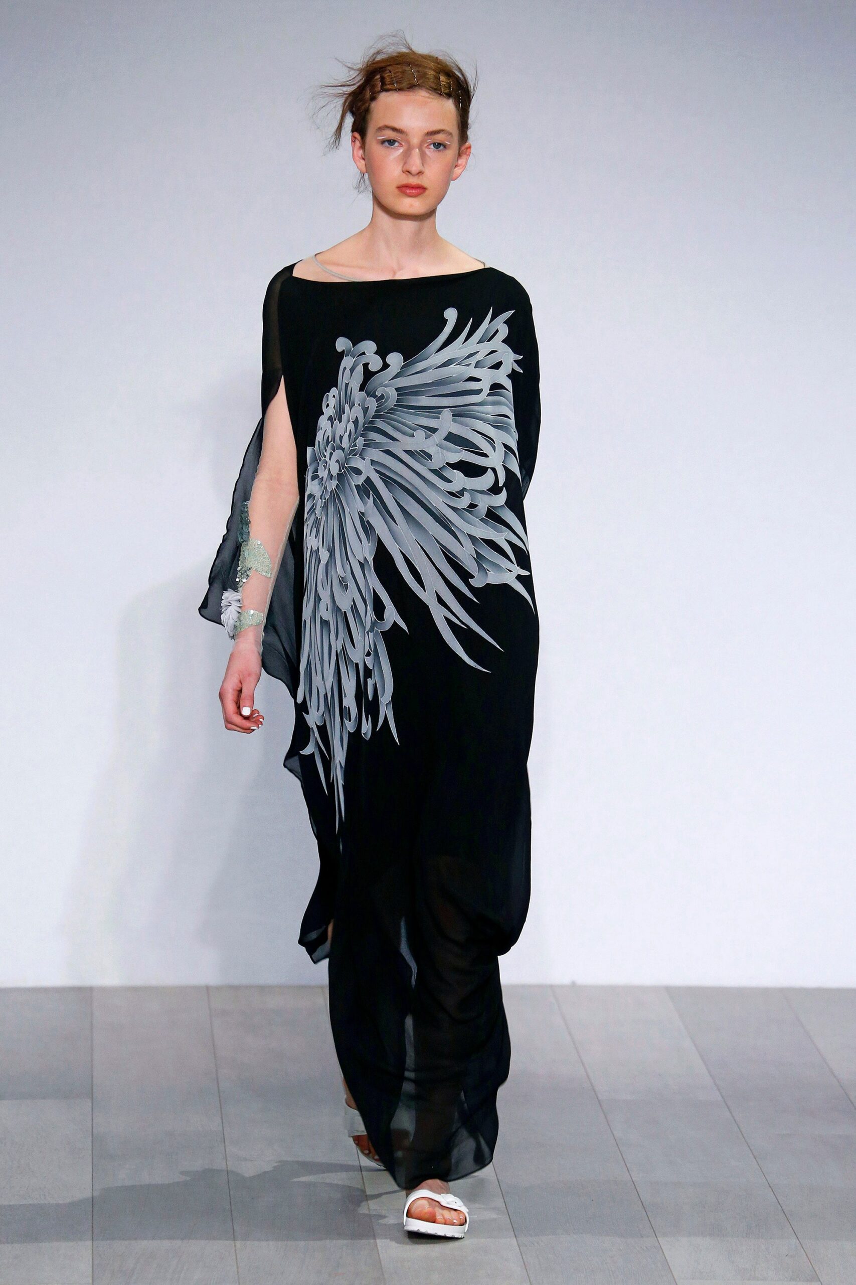 black silk printed maxi dress