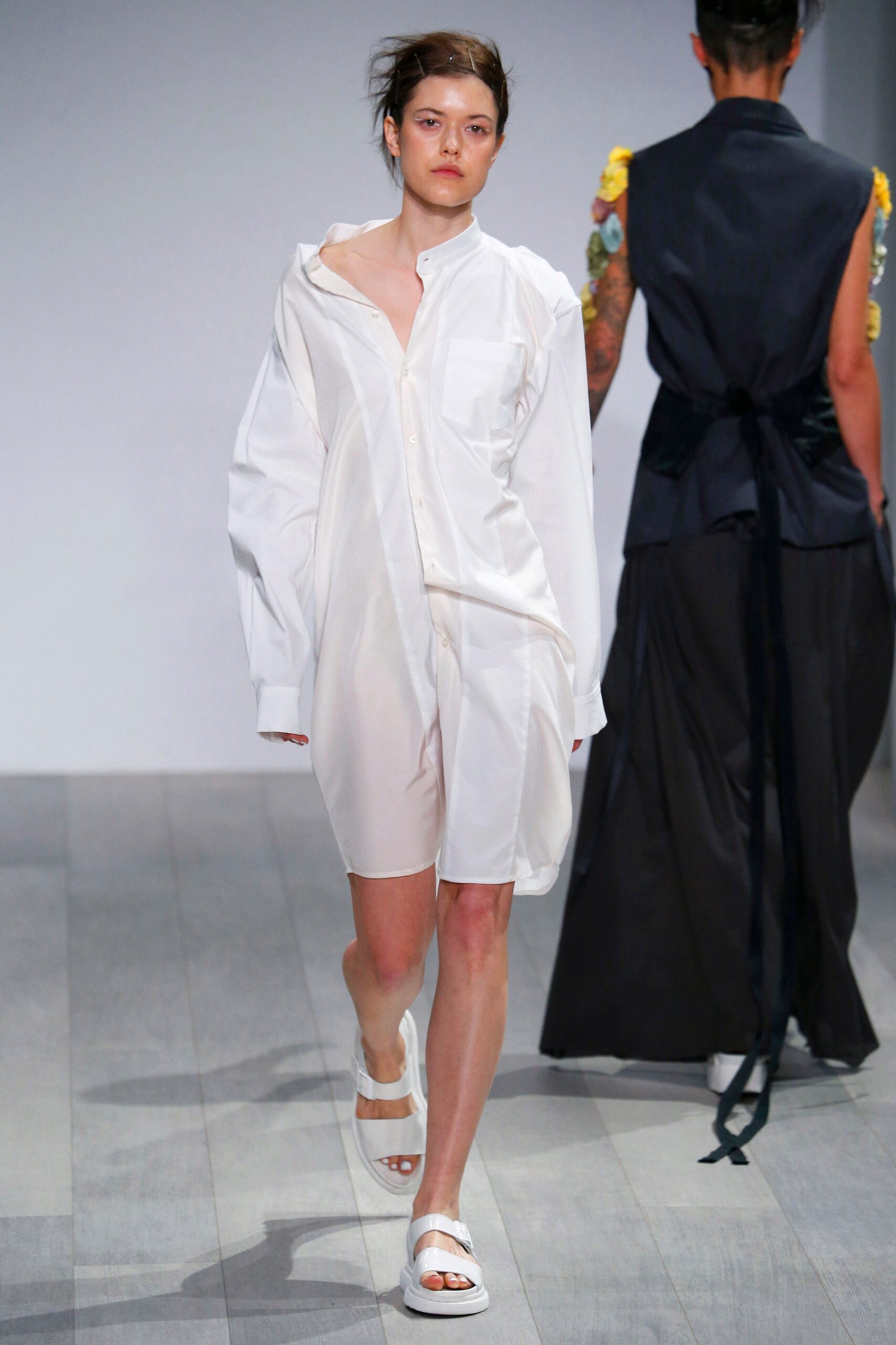 white relaxed shirt-dress