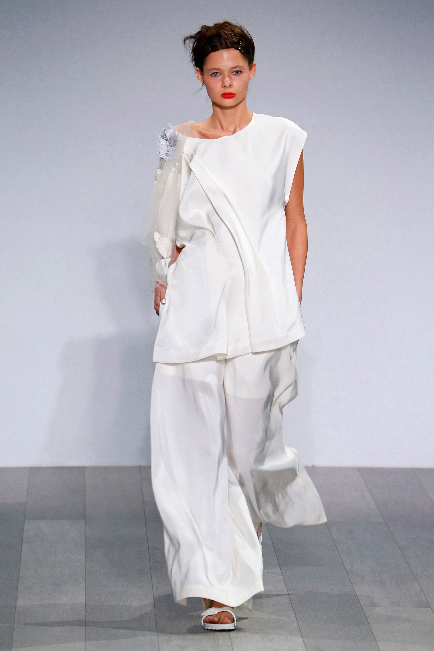 white relaxed silk top and pants