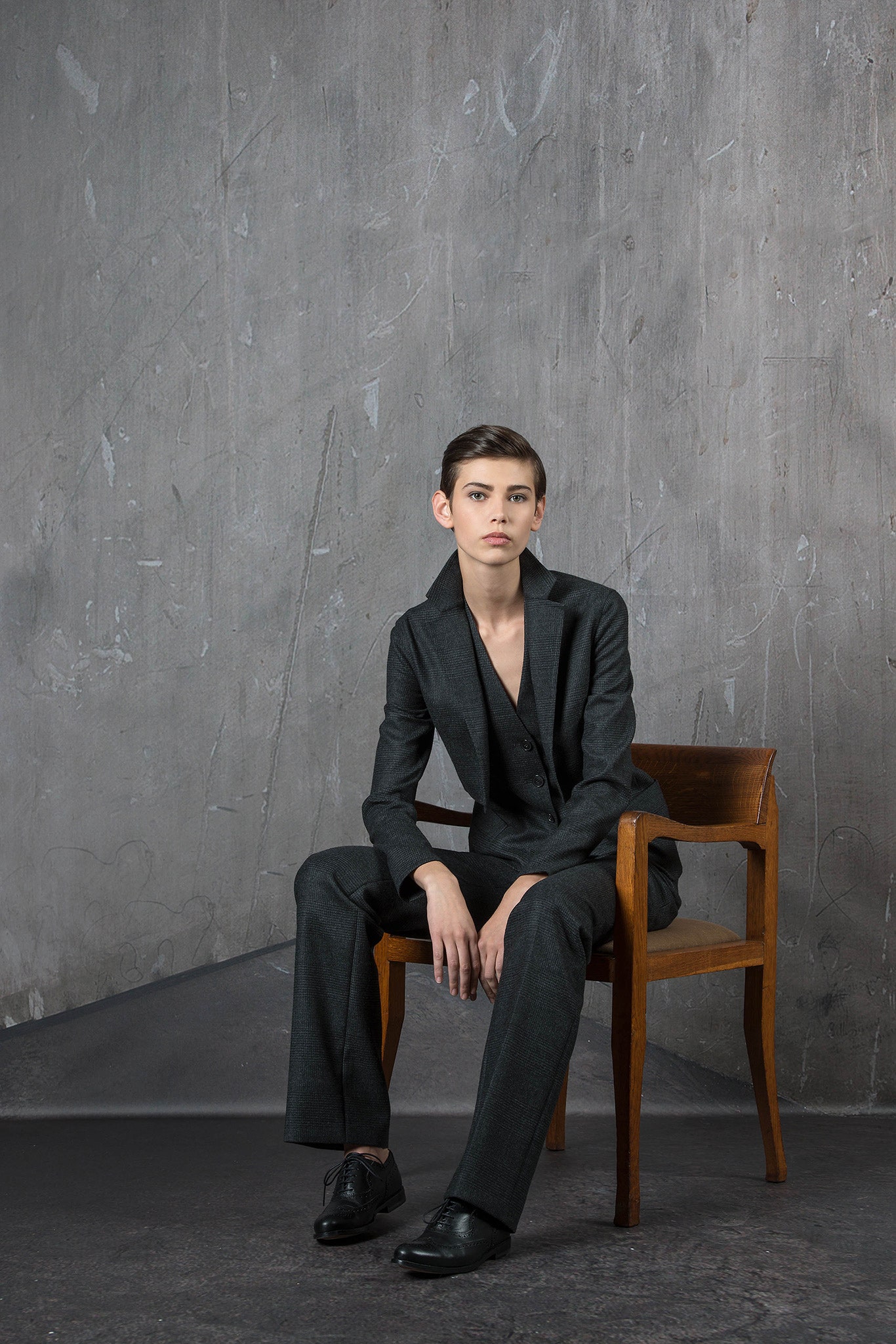 black tailored wool suit