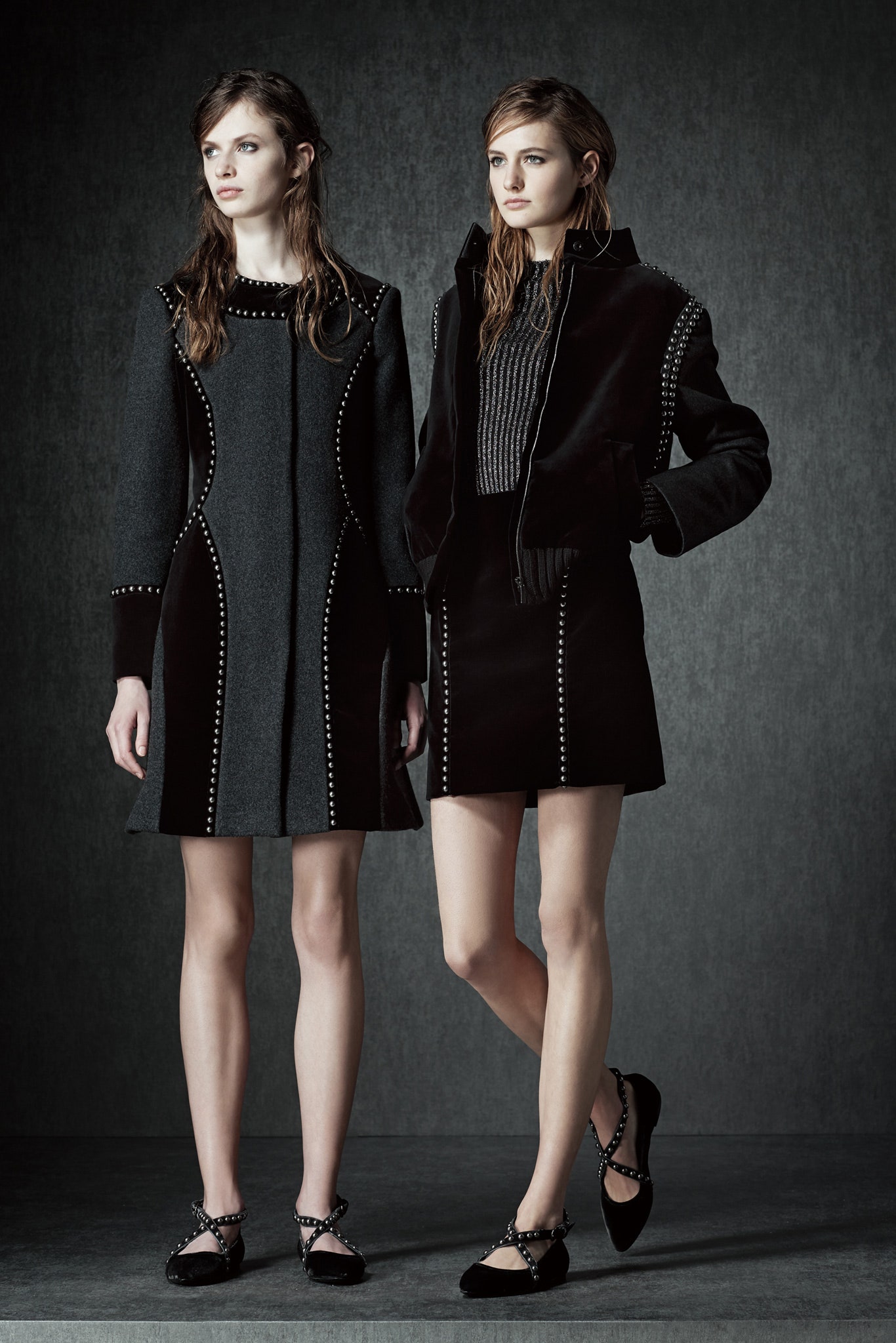 gray wool coat black velvet jacket