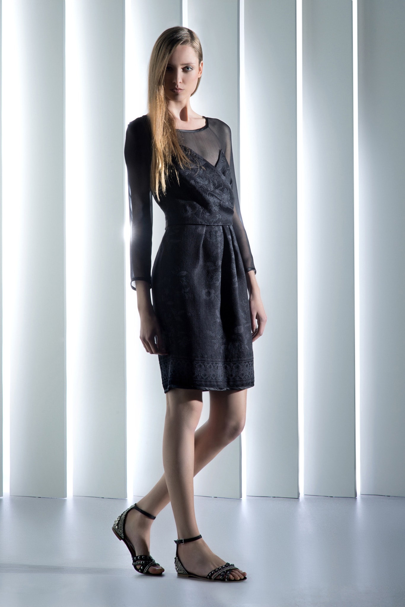 black silk fitted mini dress