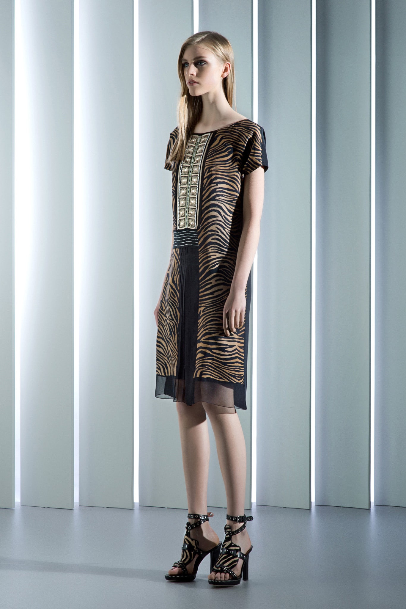 brown and black animal-print dress
