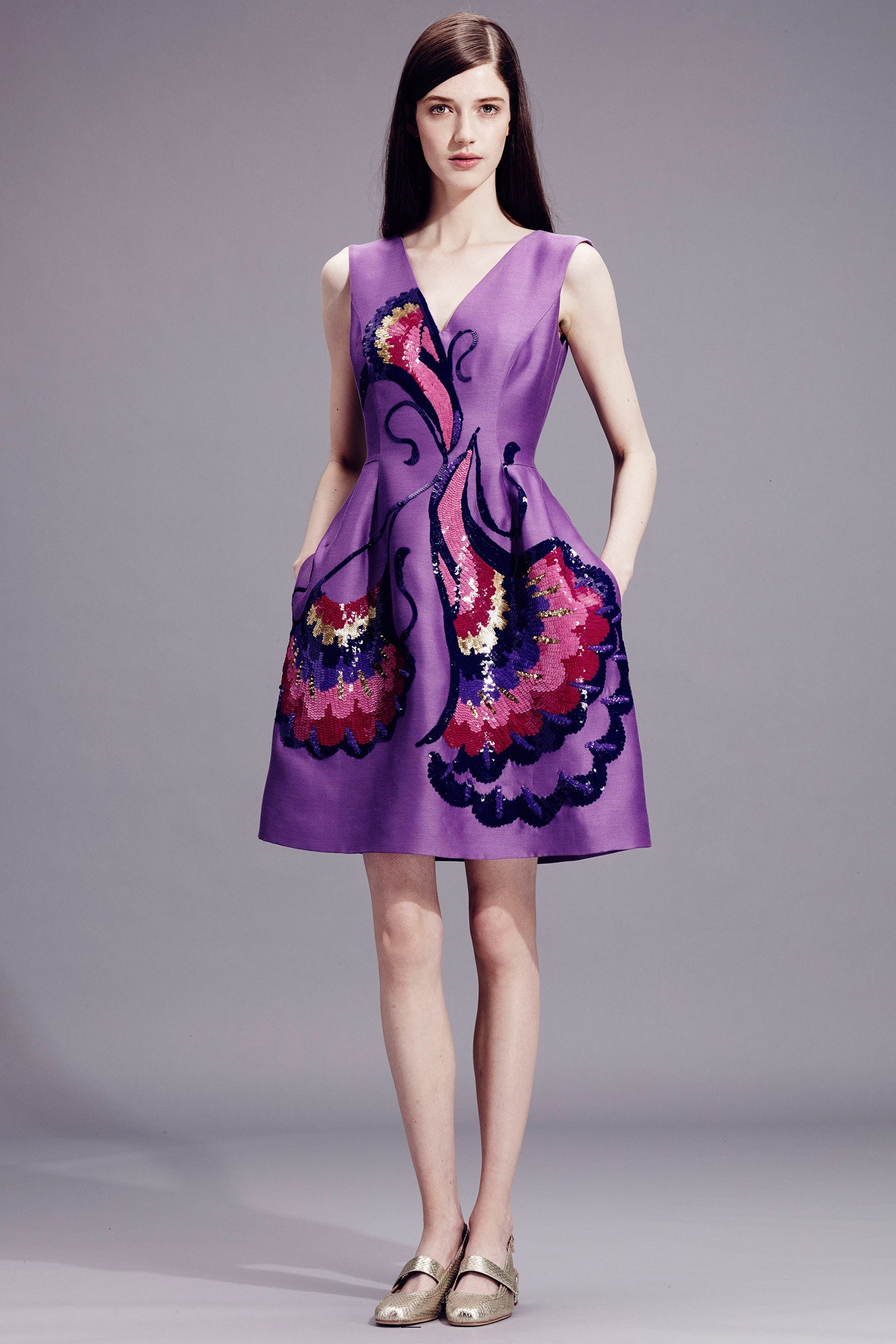 purple silk sleeveless dress