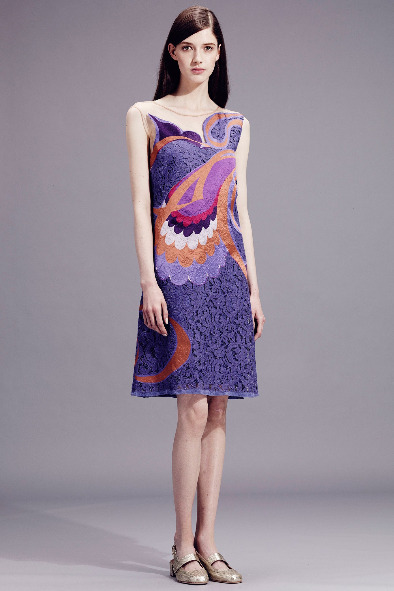 purple embroidered sleeveless dress