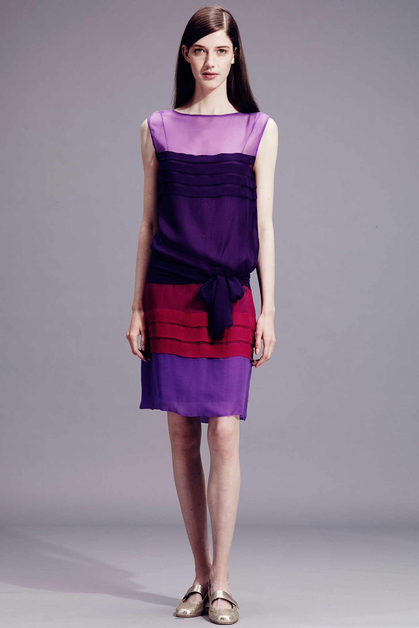 purple and red layered dress