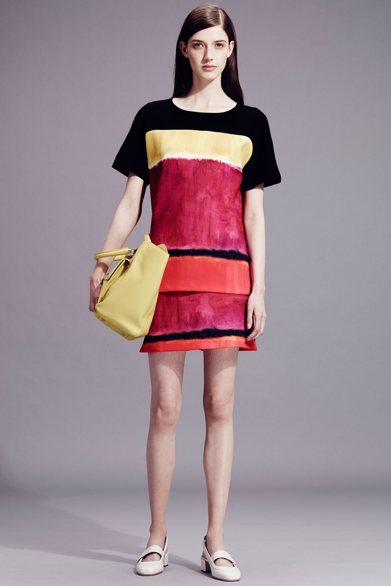 color-blocked short sleeve dress