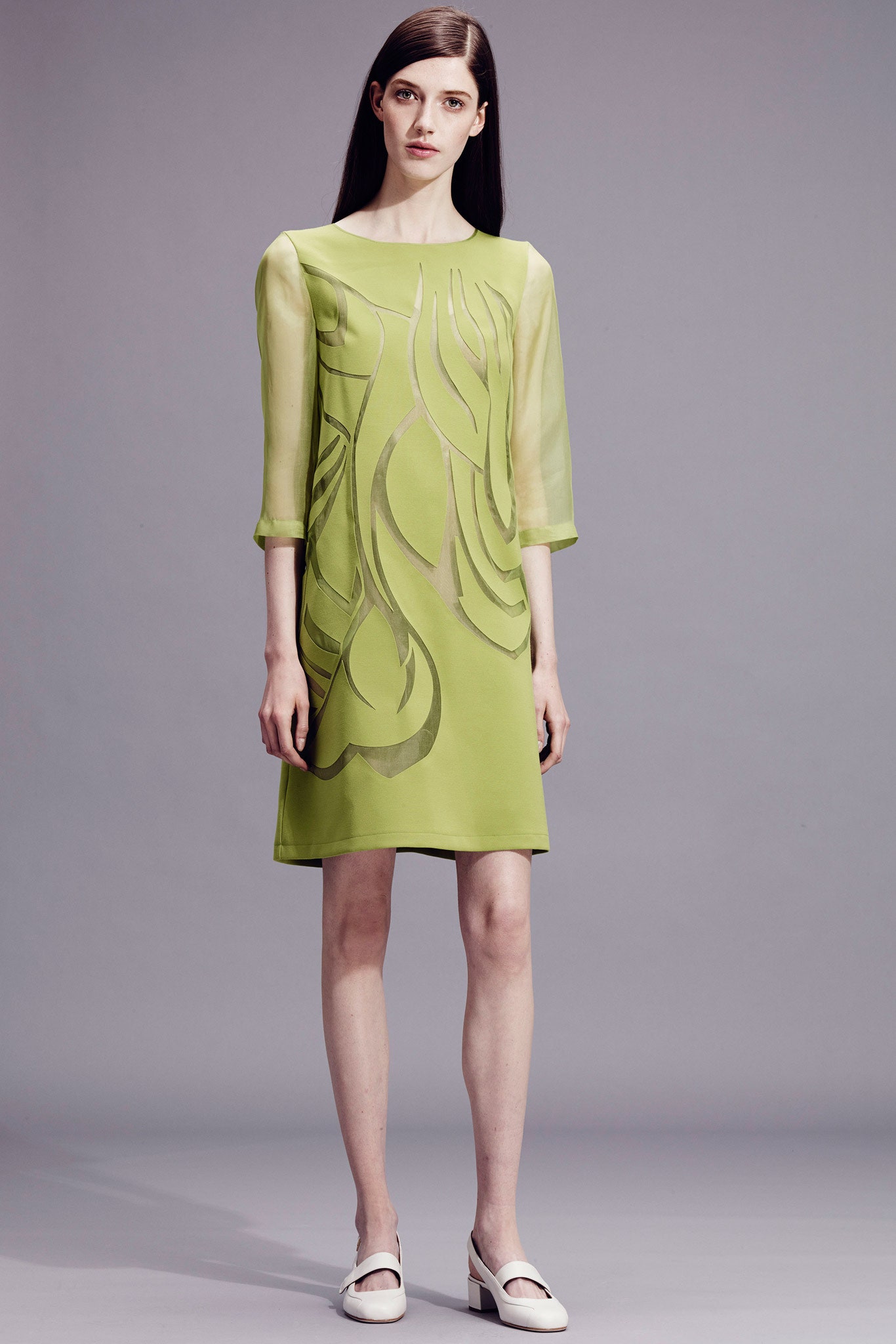 green silk embroidered dress