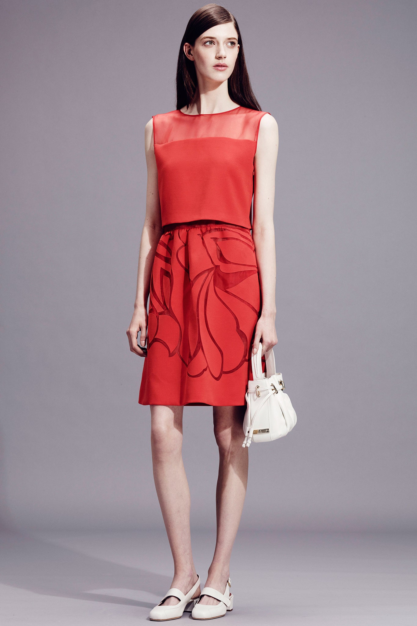 fitted red silk sleeveless dress