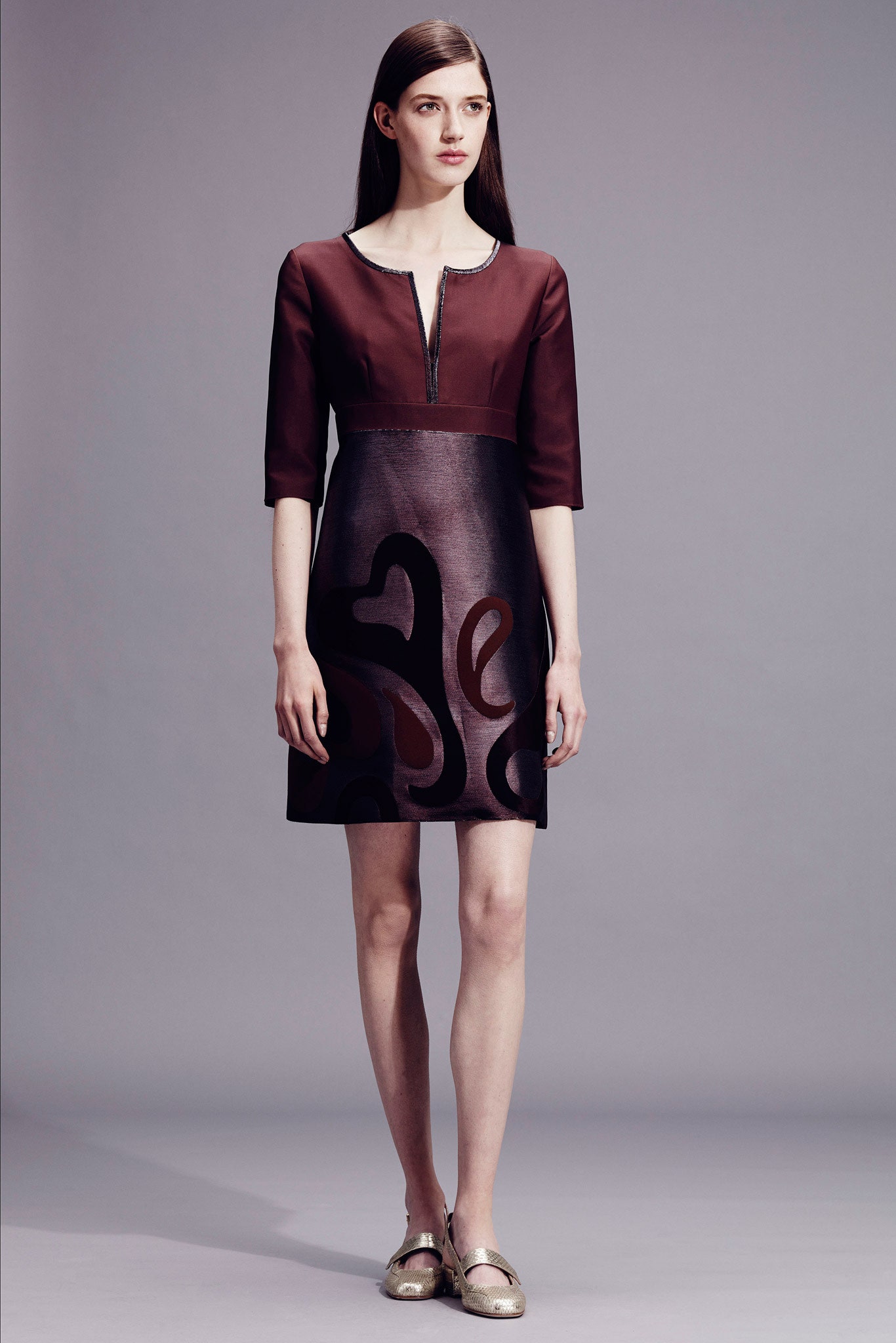 brown silk fitted dress