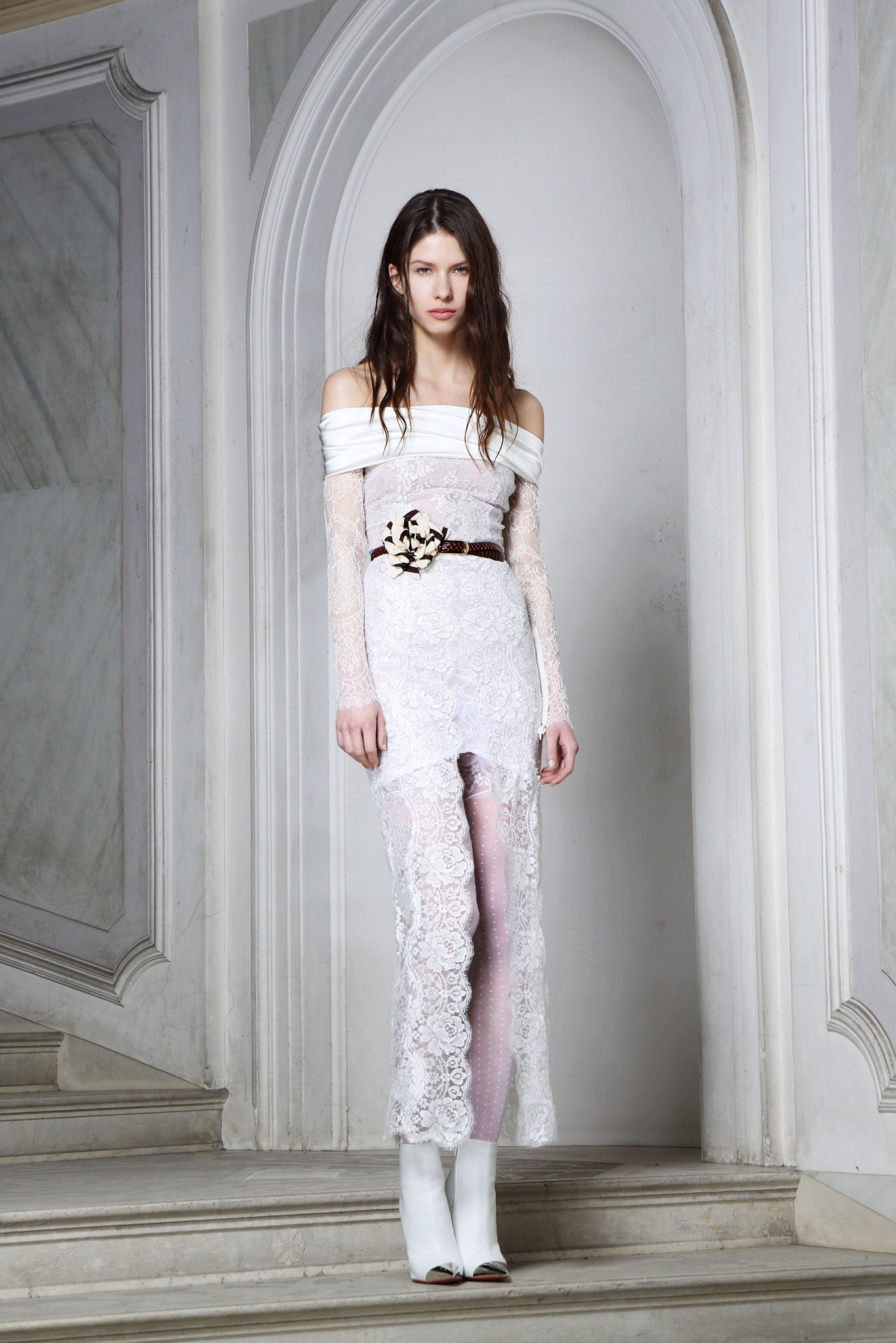 brown leather embellished belt