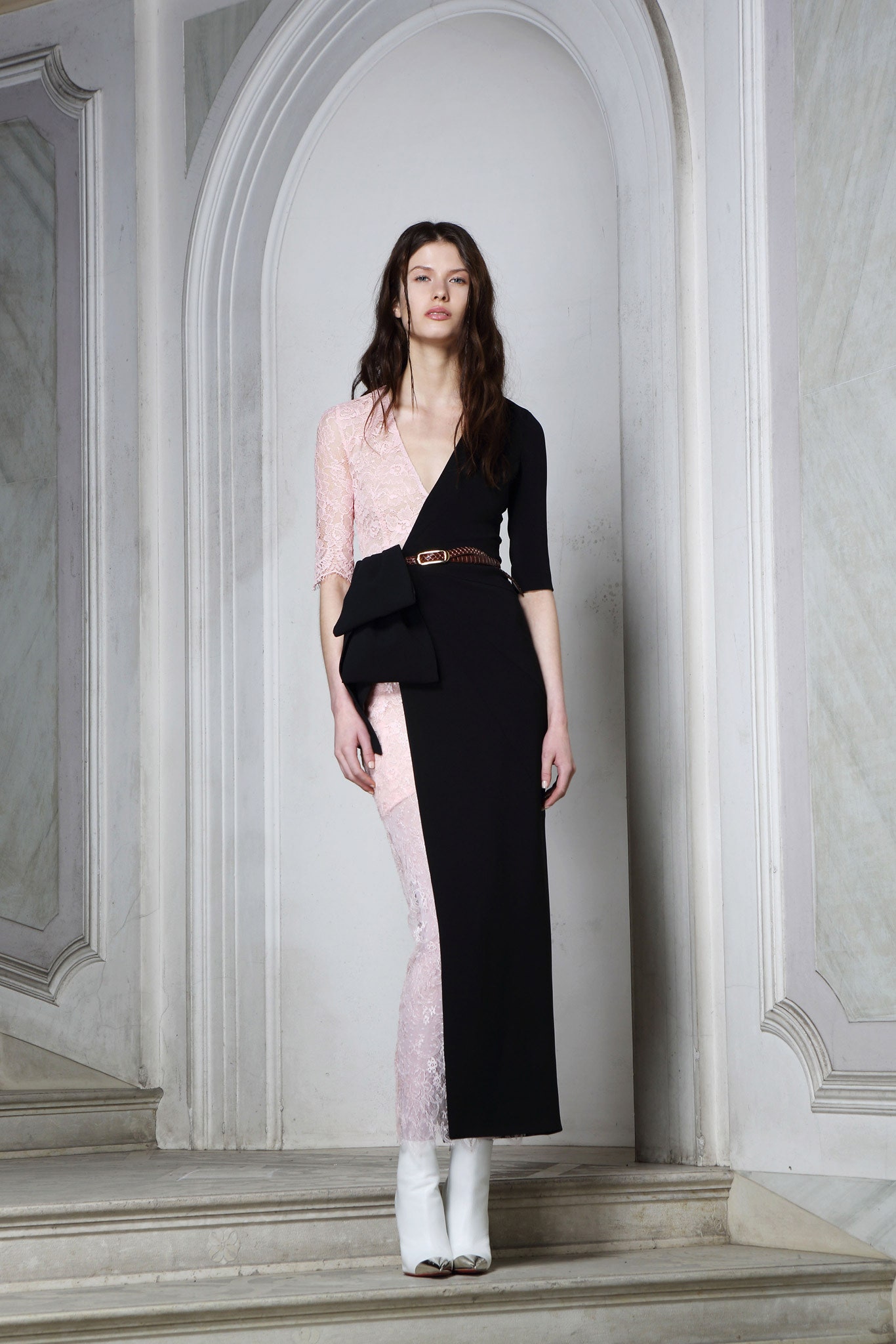 asymmetric black and pink dress