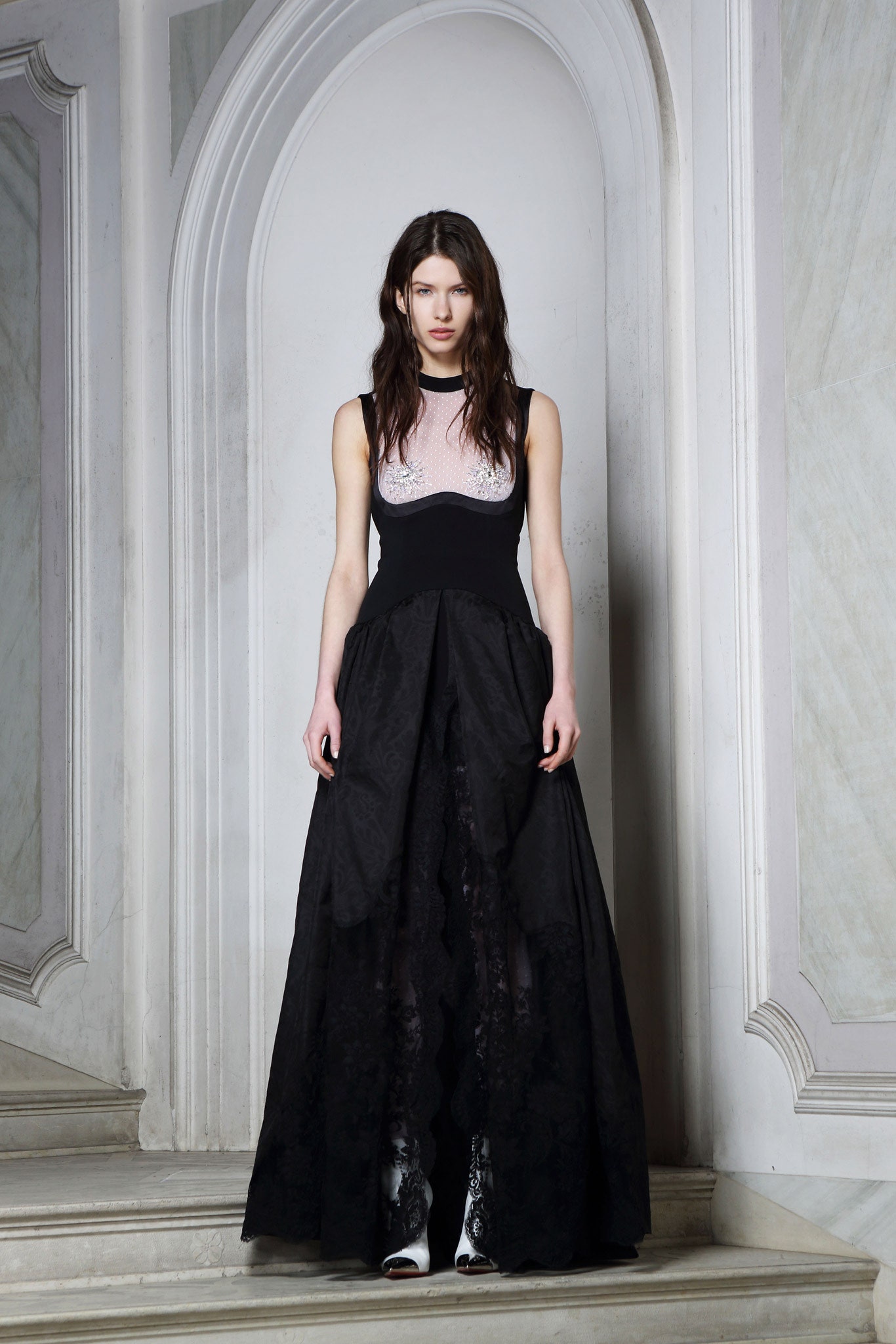black silk sleeveless maxi dress