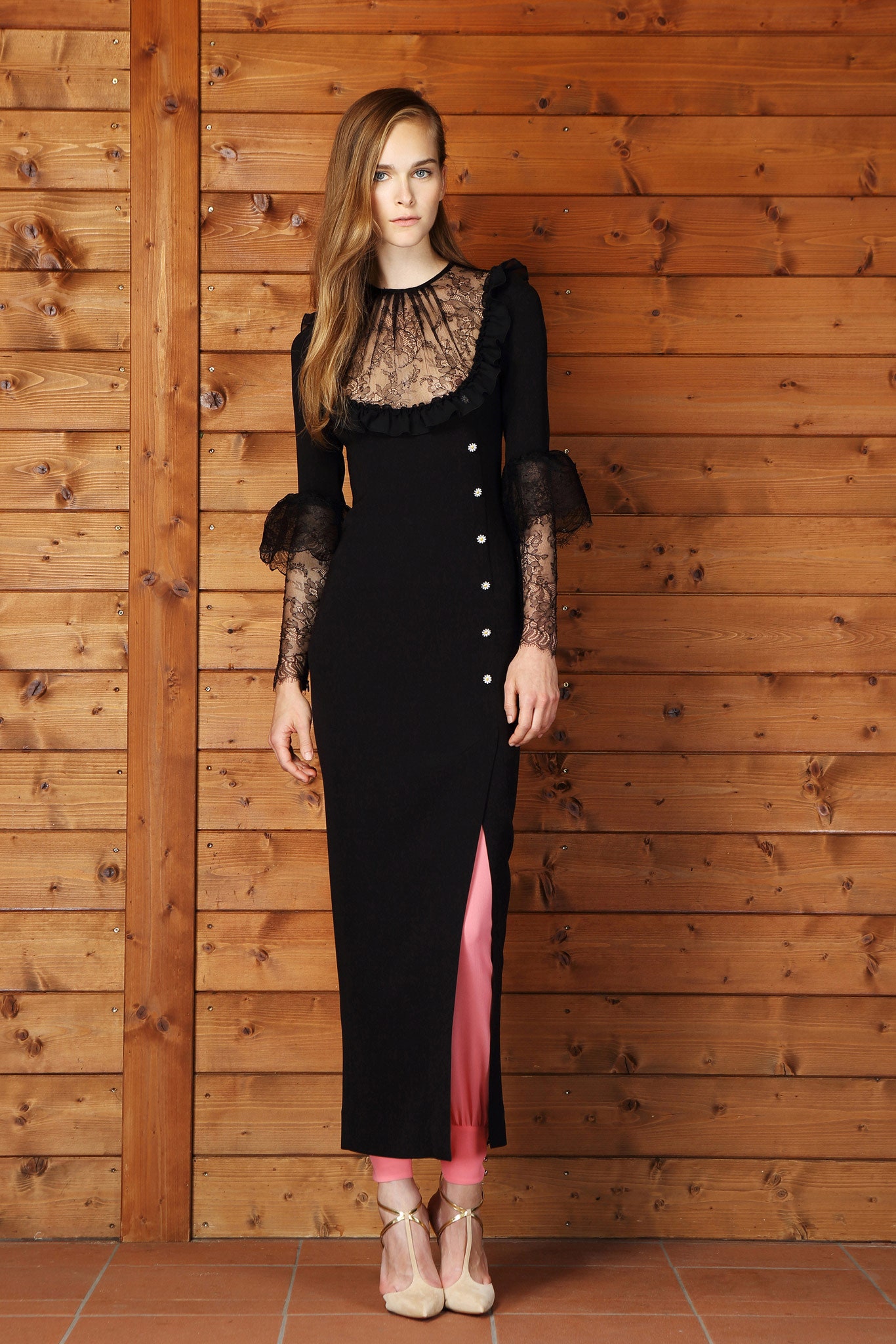 black fitted midi dress