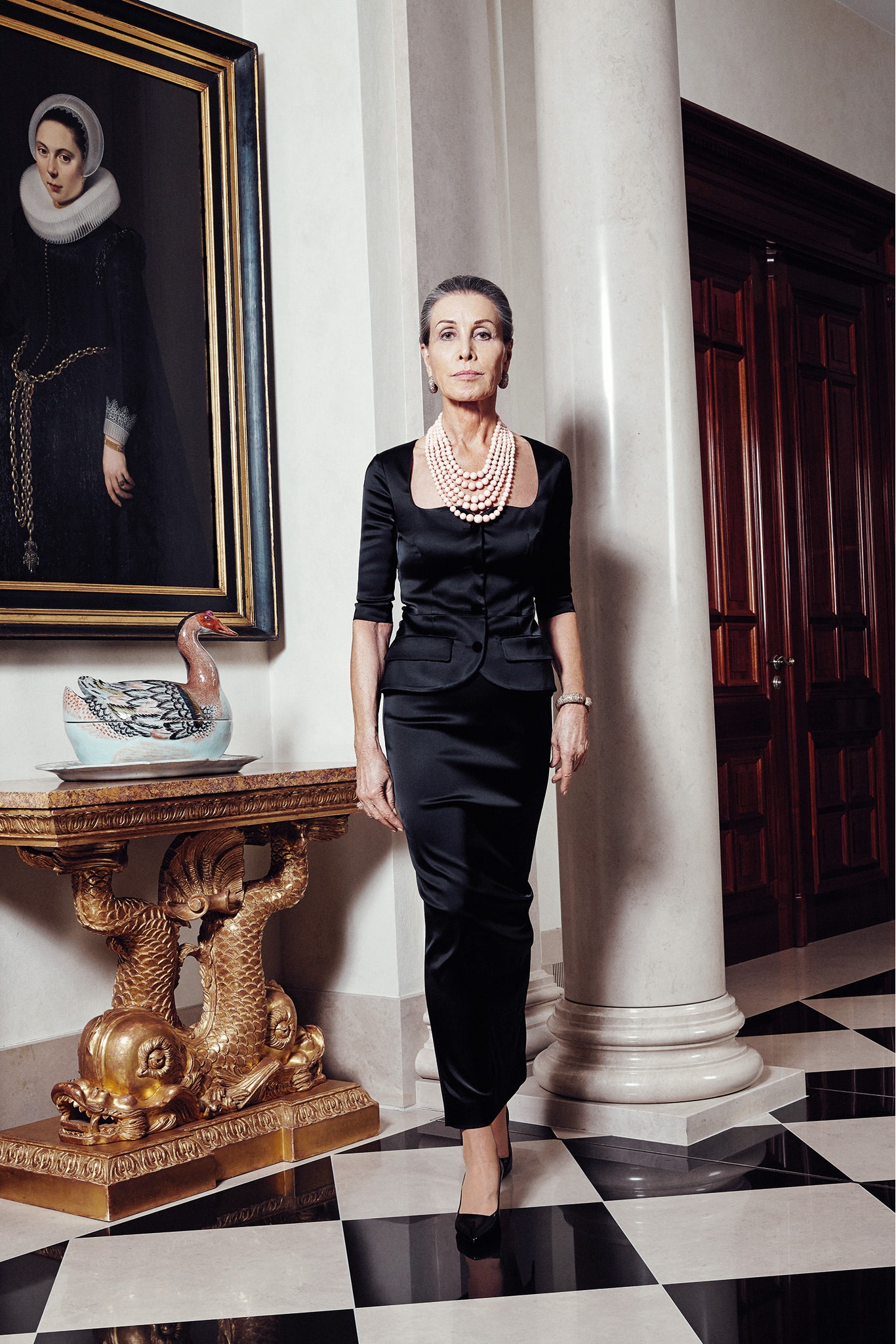 black silk fitted midi dress