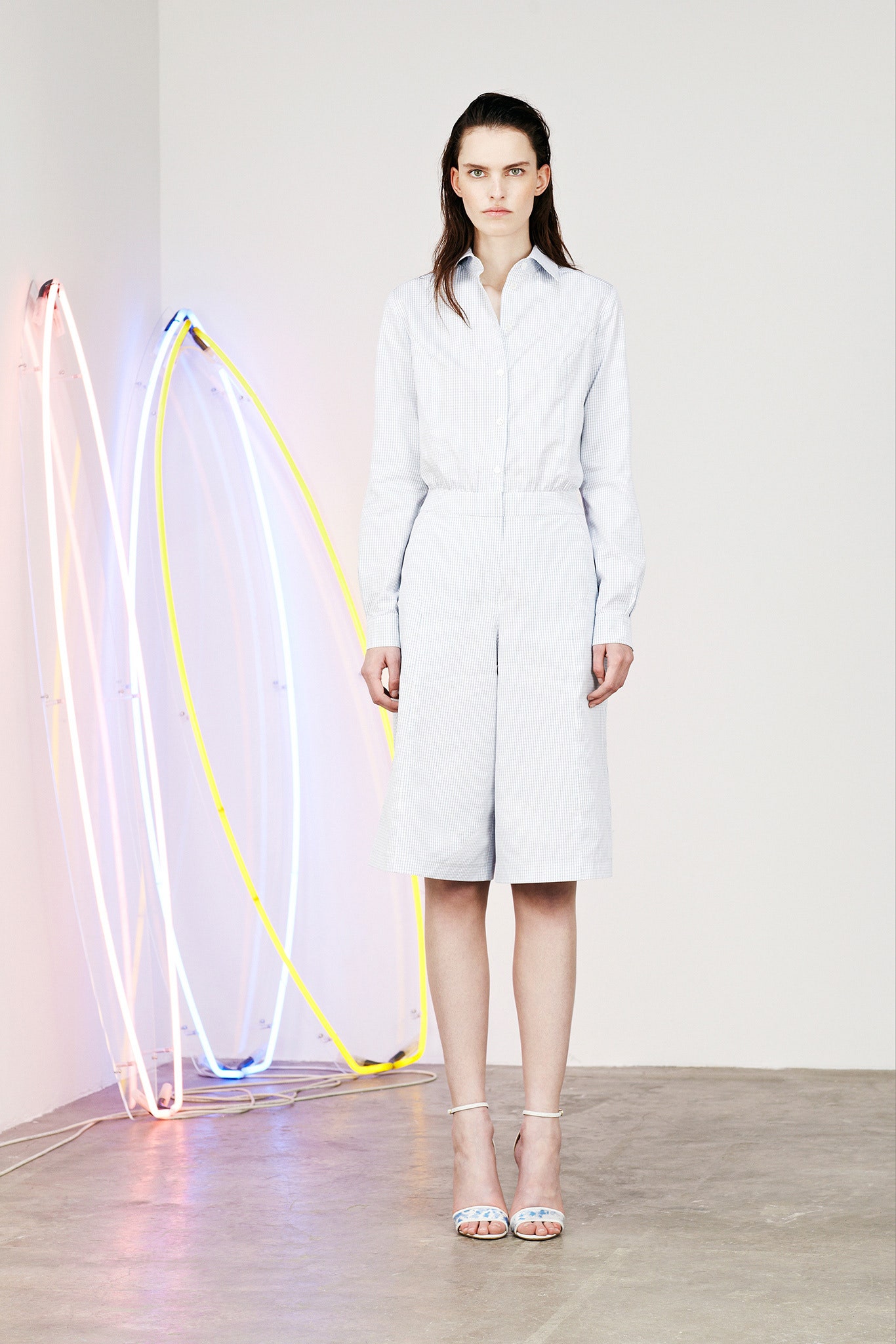 white and blue striped jumpsuit