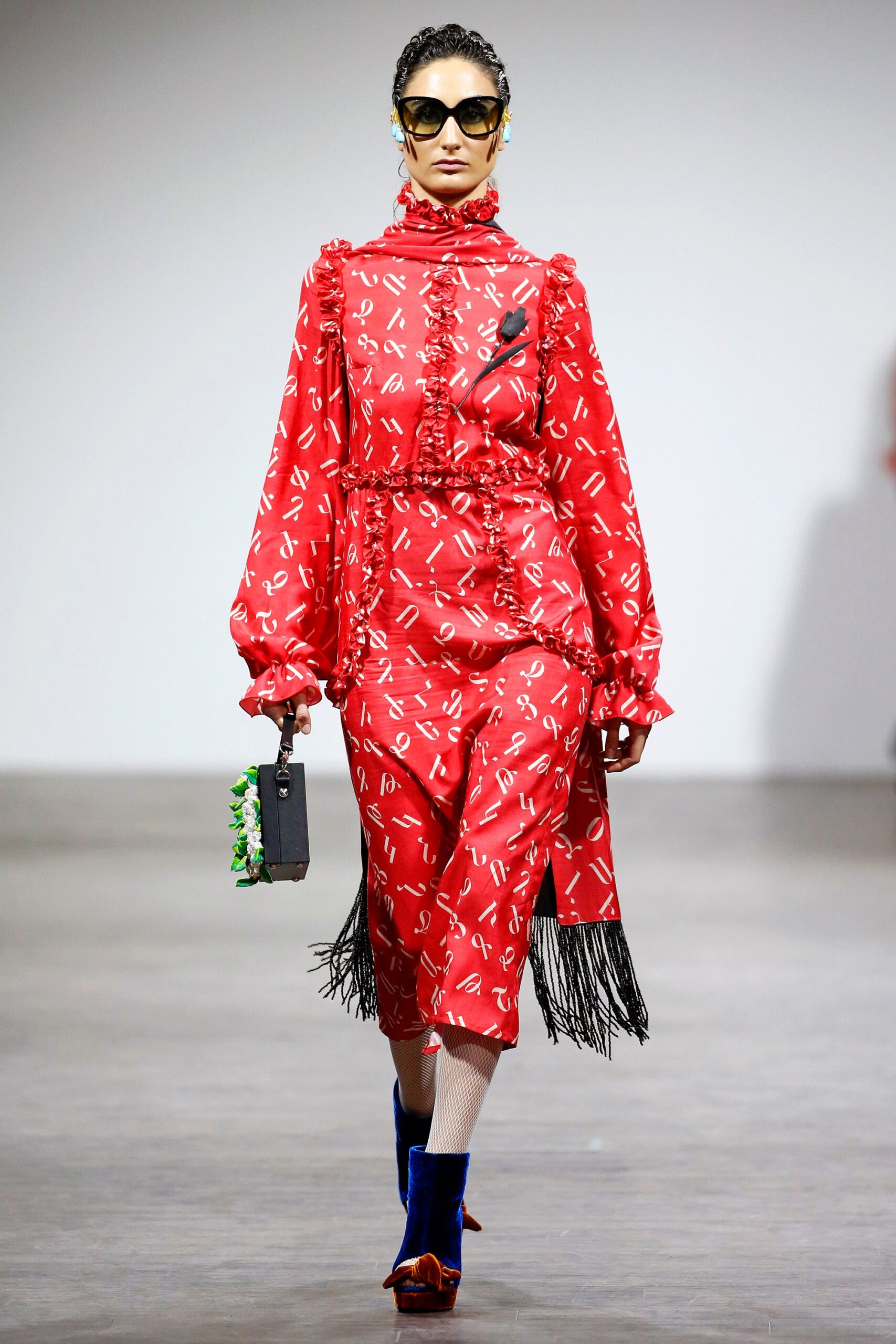 red silk fitted midi dress