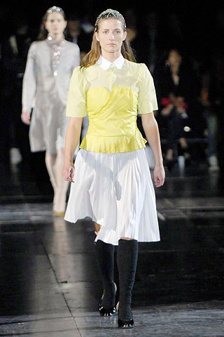 yellow and white pleated dress